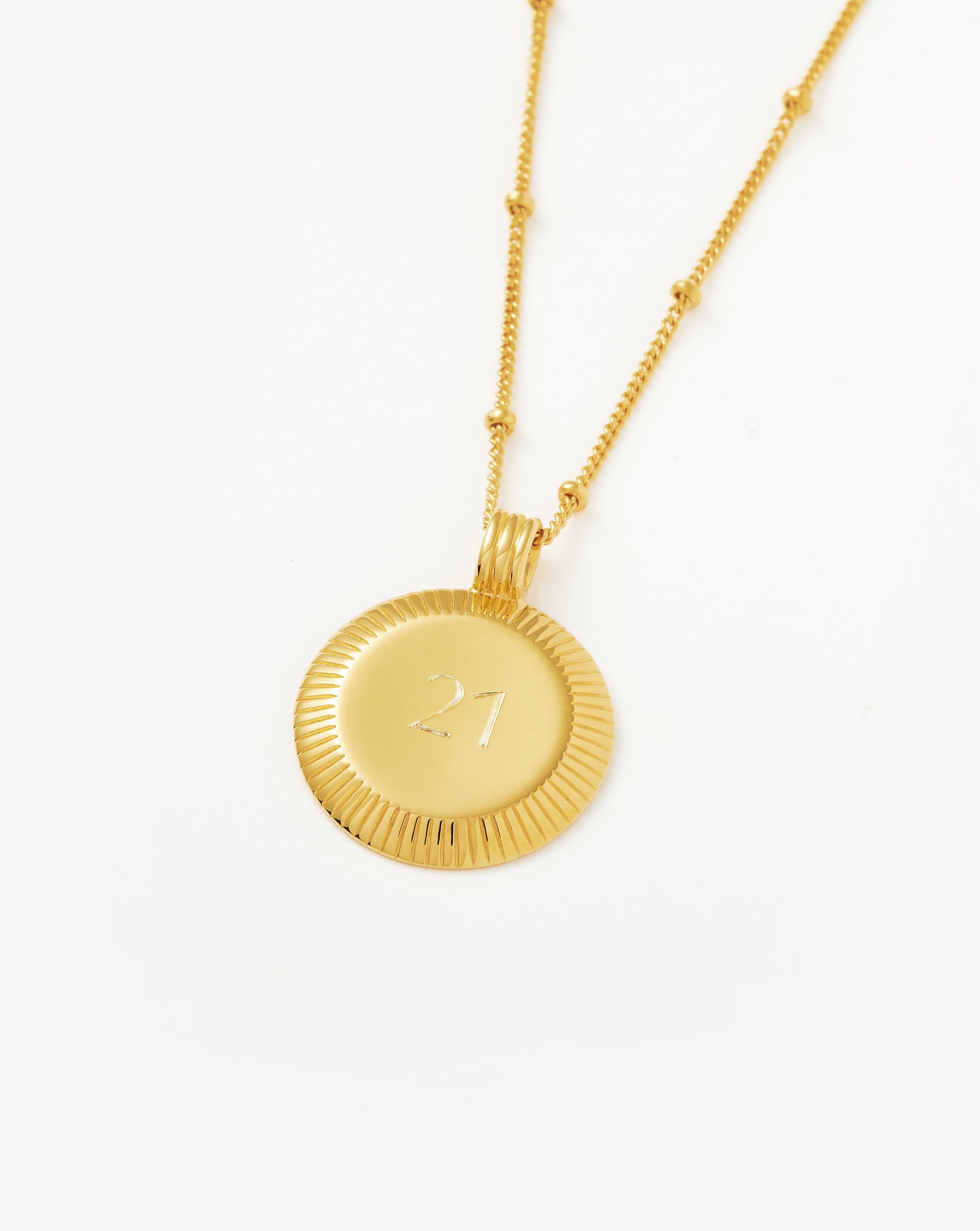 Engravable Round Ridge Pendant Necklace | 18ct Gold Plated Vermeil Necklaces Missoma 