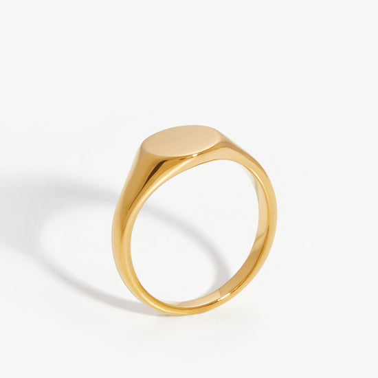 Engravable Round Signet Ring | 18ct Gold Plated Vermeil Rings Missoma 