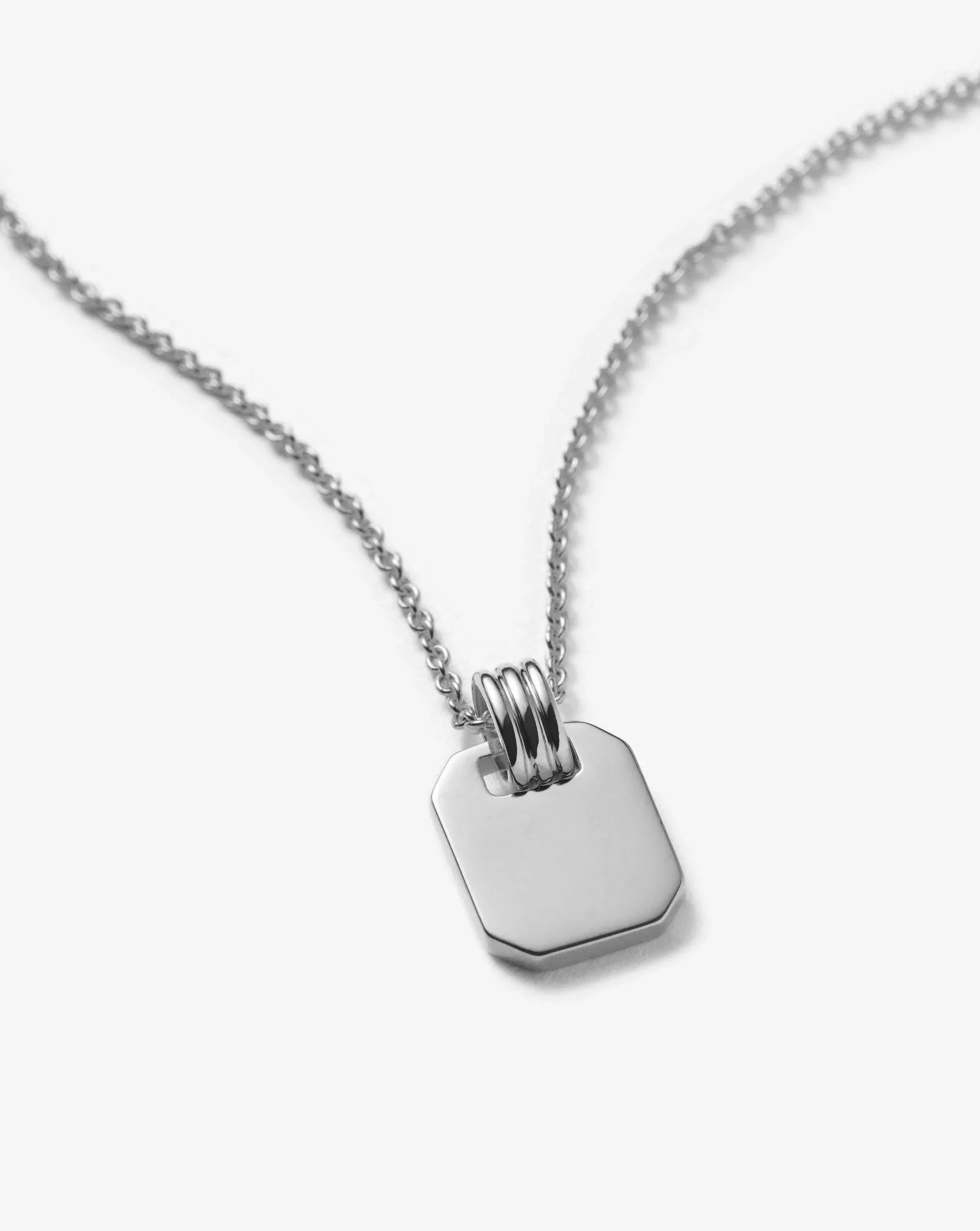 Engravable Small Tag Pendant Necklace Sterling Silver