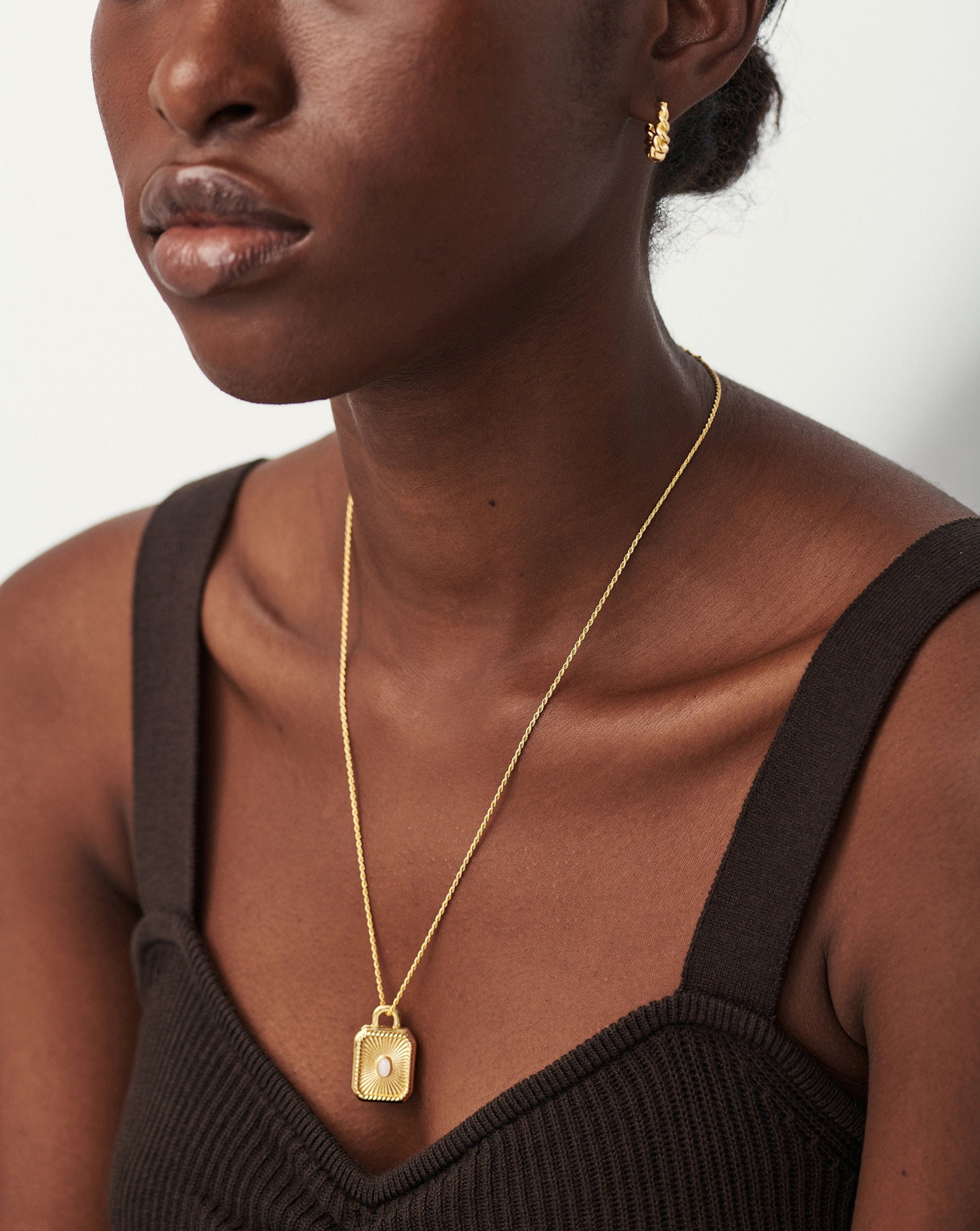 Engravable Square Locket Rope Necklace Necklaces Missoma 