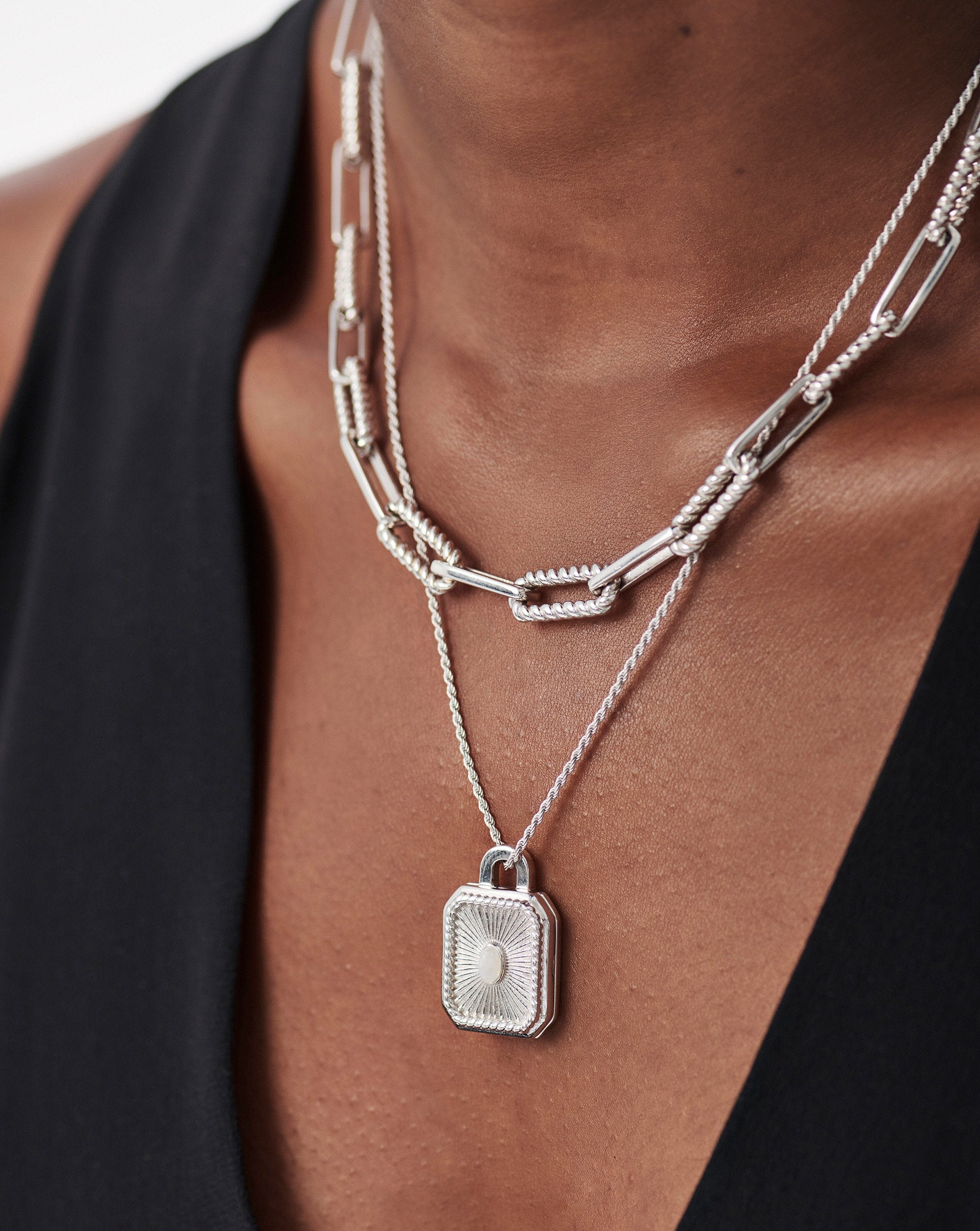 Engravable Square Locket Rope Necklace Necklaces Missoma 