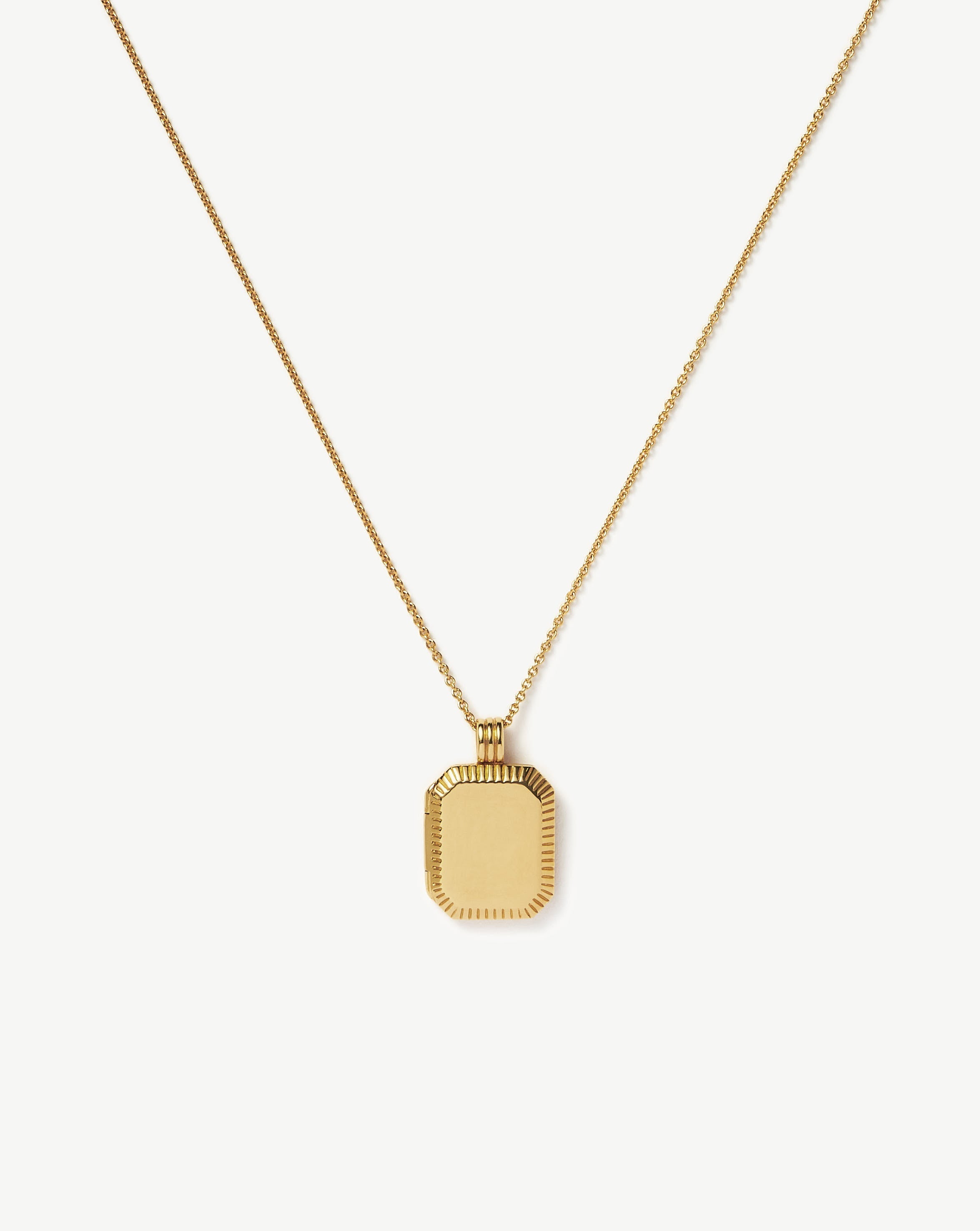 Engravable Square Ridge Locket Pendant Necklace Necklace Missoma 18ct Gold Plated Vermeil