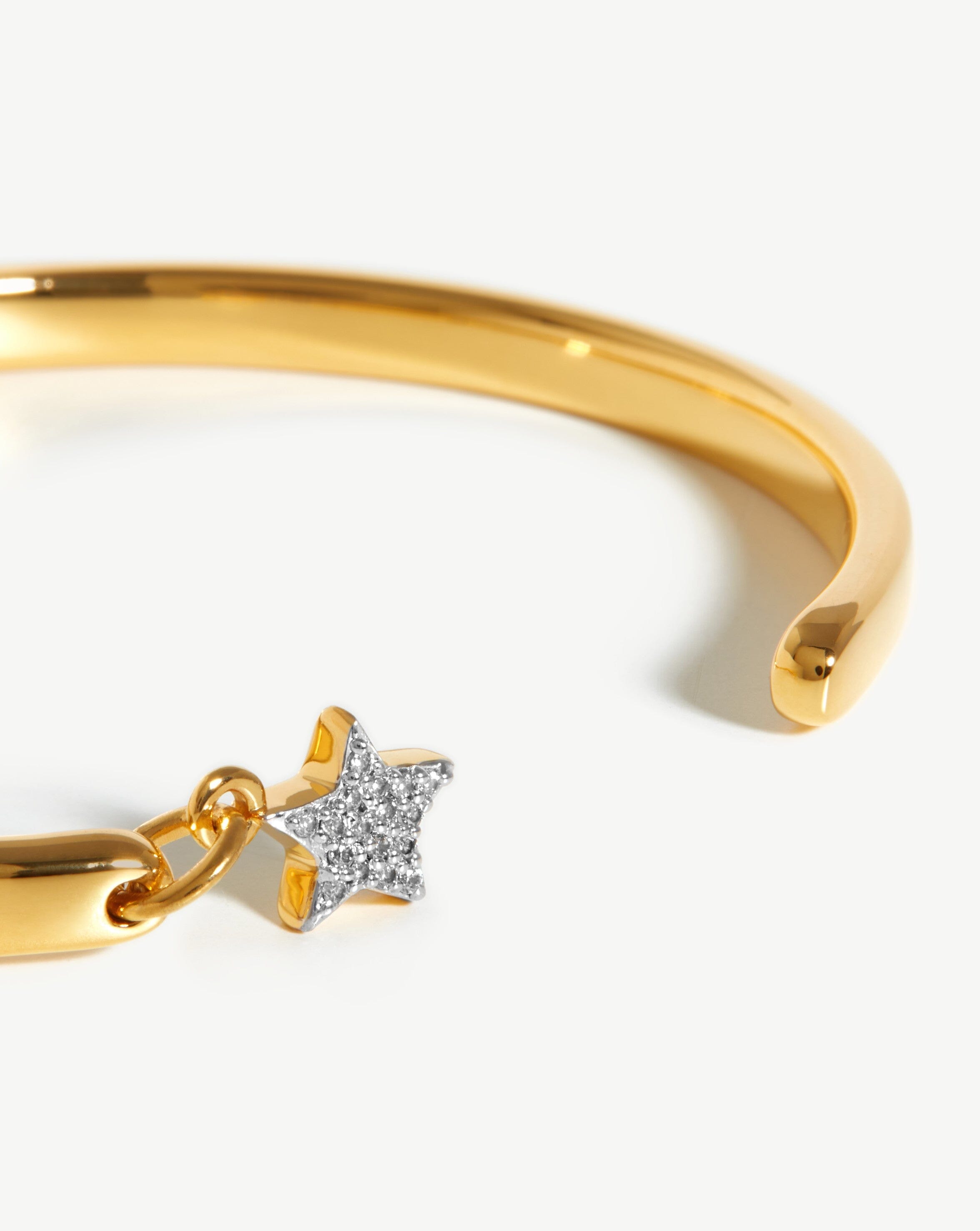 Engravable Star Charm Cuff Bracelet | 18ct Gold Plated/Cubic Zirconia Bracelets Missoma 