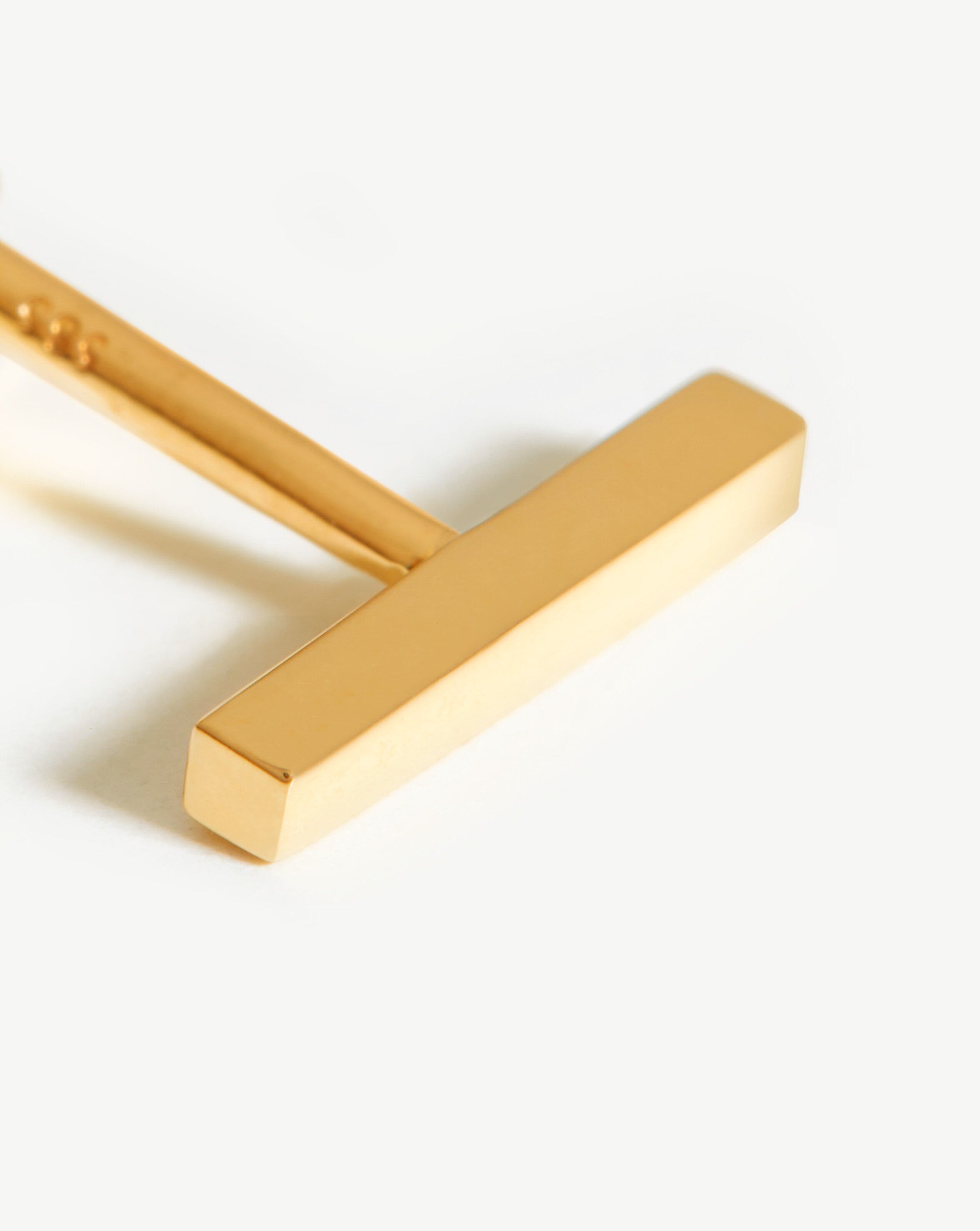 Solid gold sales bar earrings