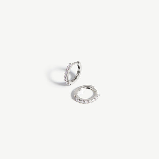 Fine Classic Diamond Huggies | 14ct White Gold/Diamond Earrings Missoma 