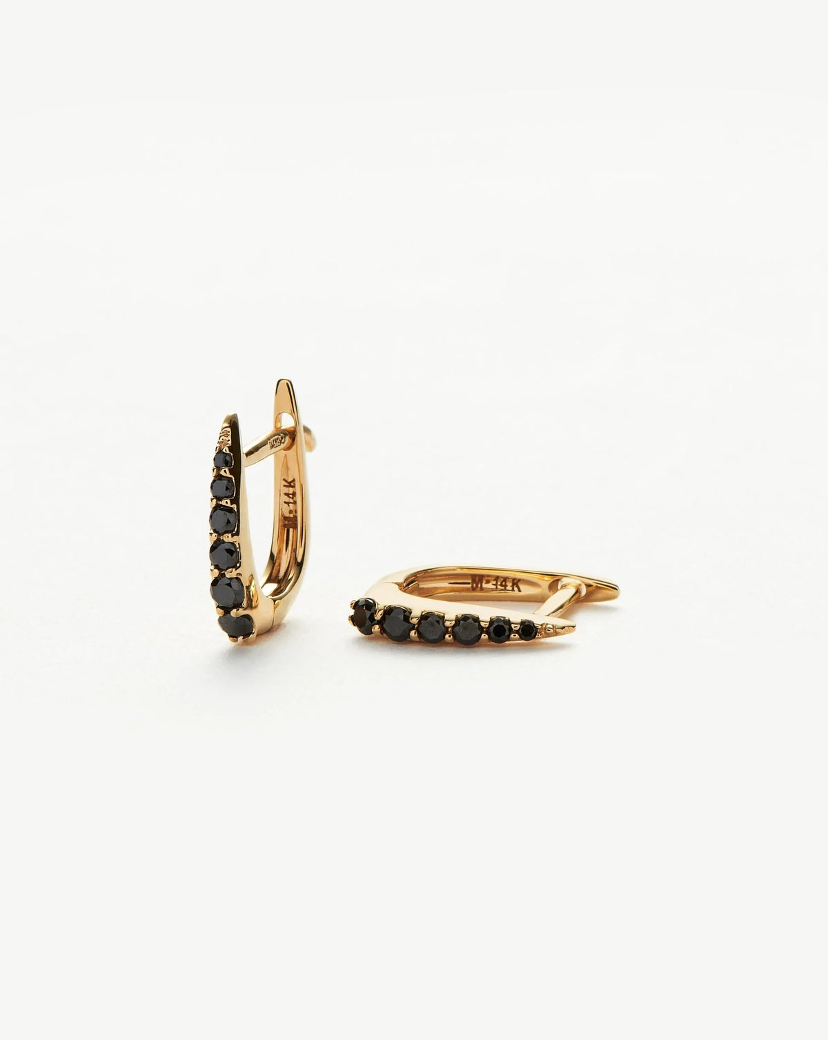 Solid Claw Huggies 14ct Solid Gold Black Diamond