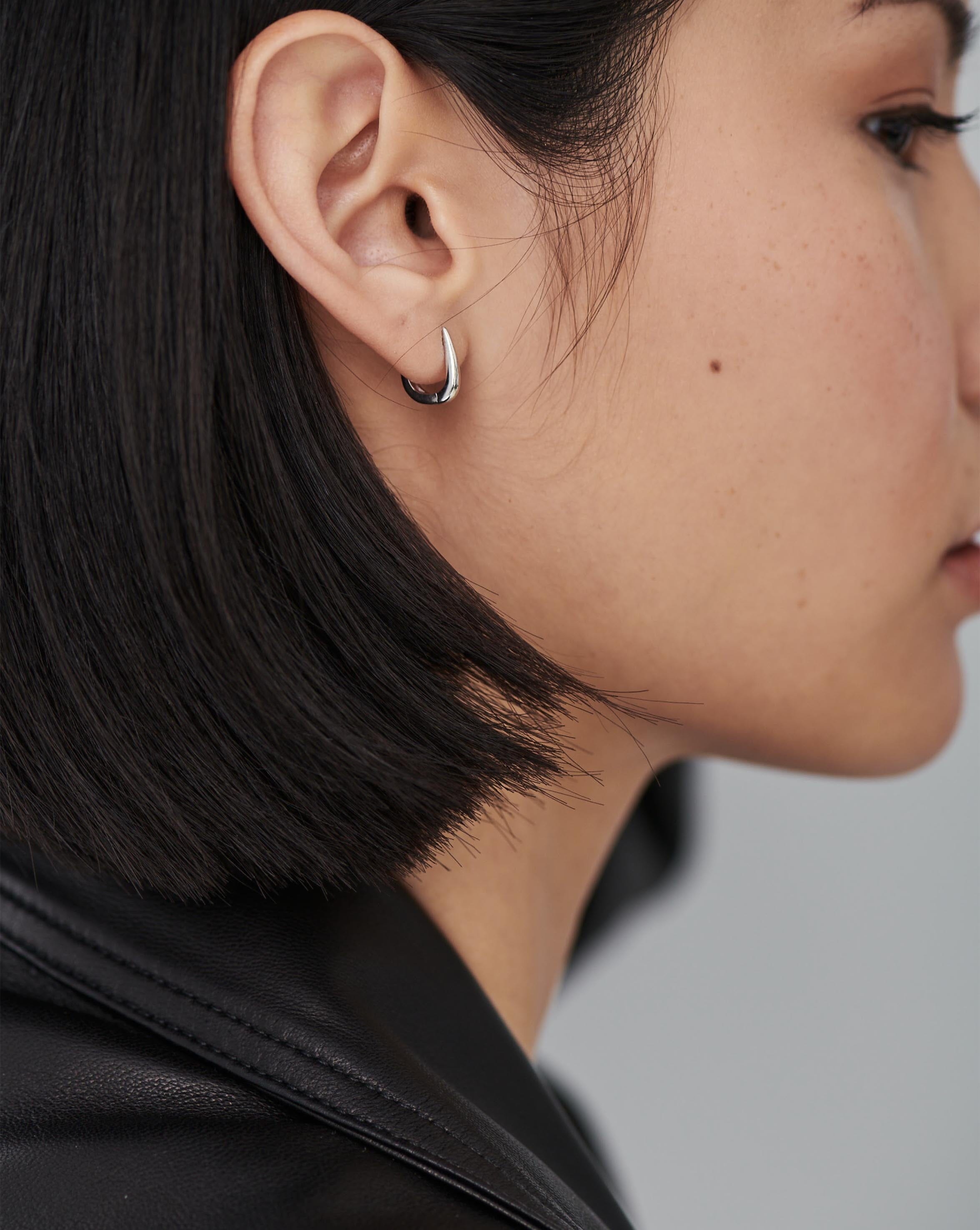 Fine Claw Huggies | 14ct White Gold Earrings Missoma 