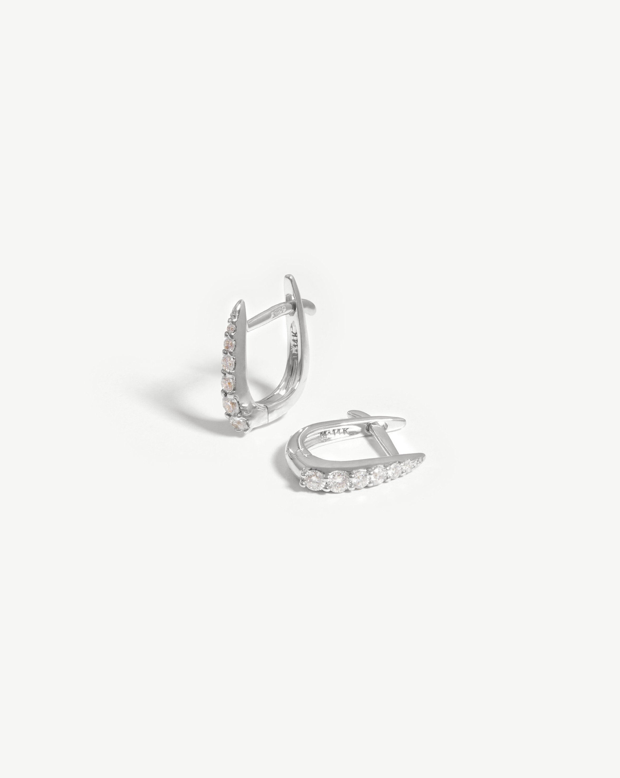 Fine Claw Huggies | 14ct White Gold/Diamond Earrings Missoma 