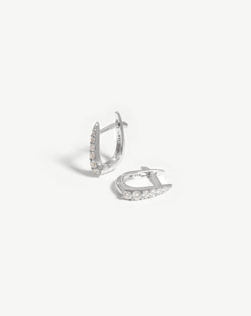 Fine Claw Huggies | 14ct White Gold/Diamond Earrings Missoma 