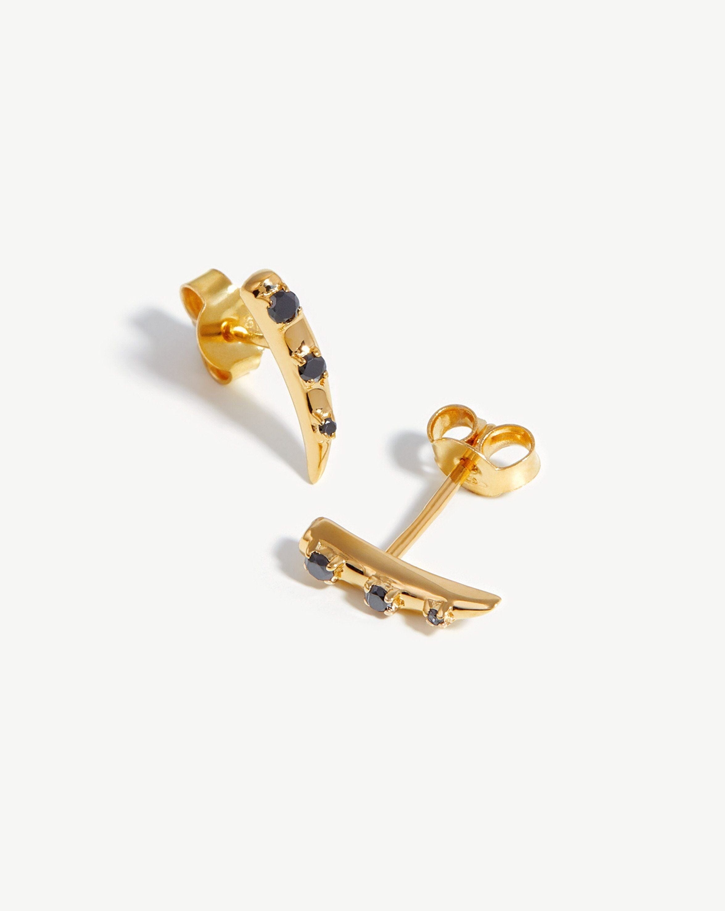 Fine Diamond Claw Stud Earrings | 14ct Solid Gold/Black Diamond Earrings Missoma 