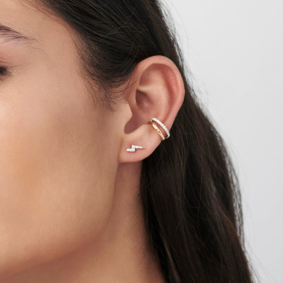 Fine Diamond Lightning Stud Earrings | 14ct Solid Gold/Diamond Earrings Missoma 