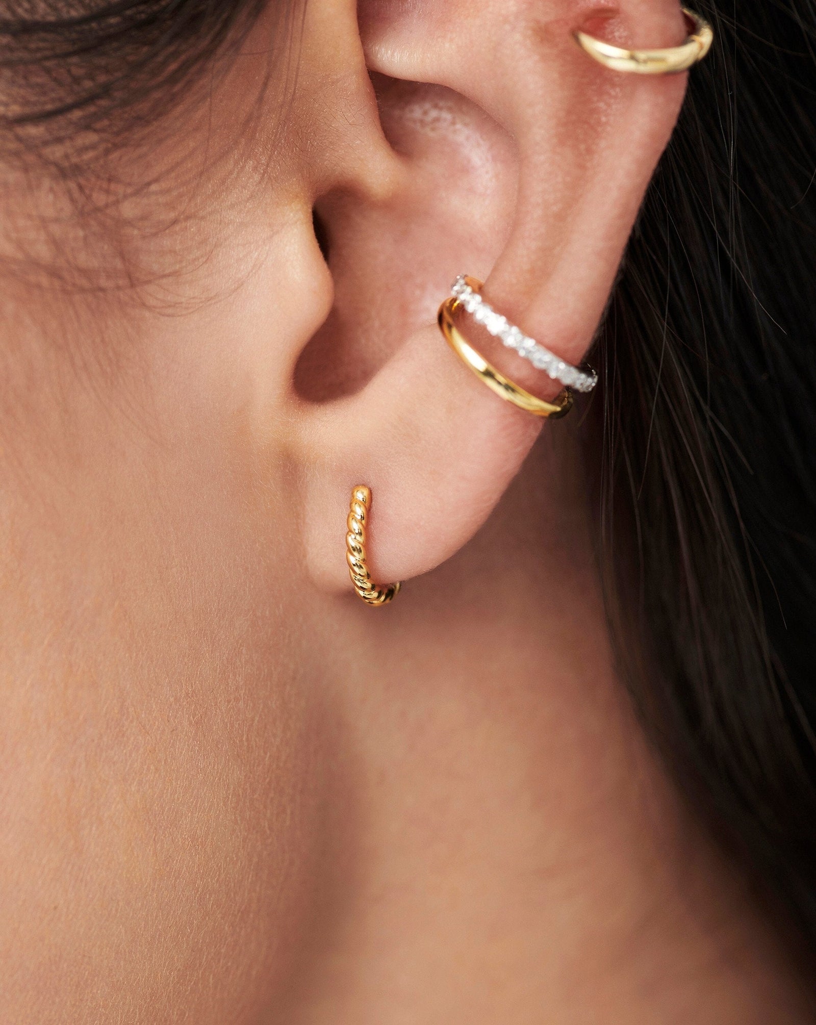Gold mini tidal hoop earrings Clearance