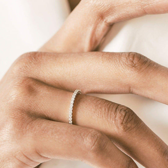 Fine Slim Half Eternity Ring | 14ct White Gold/Diamond Rings Missoma 