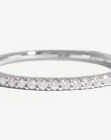 Fine Slim Half Eternity Ring | 14ct White Gold/Diamond Rings Missoma 