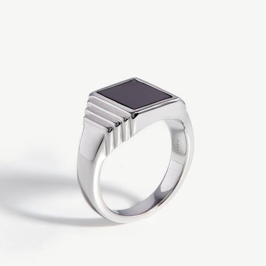 Fused Ridge Signet Ring | Sterling Silver/Black Spinel Rings Missoma 