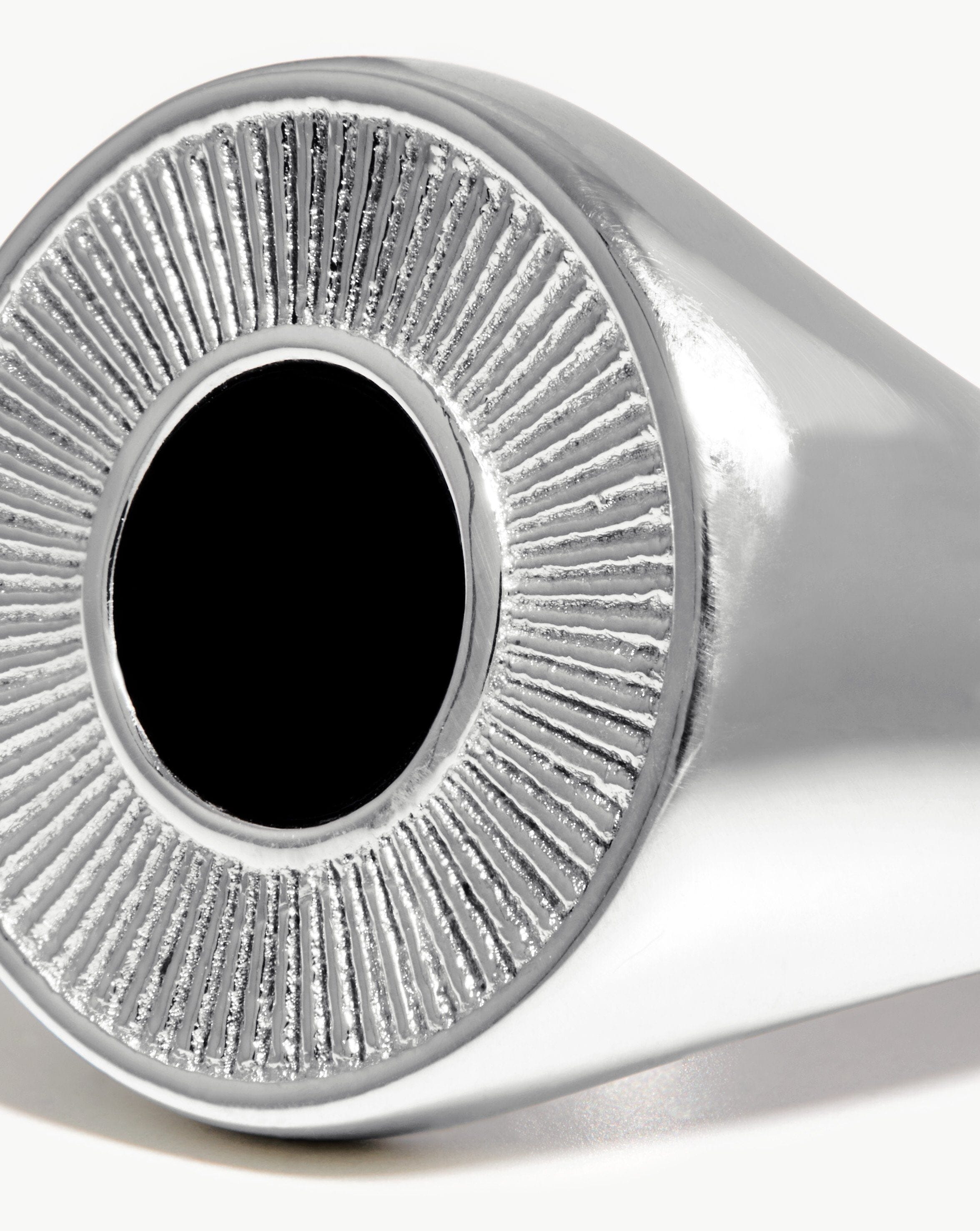 Fused Round Signet Ring | Sterling Silver/Black Spinel Rings Missoma 