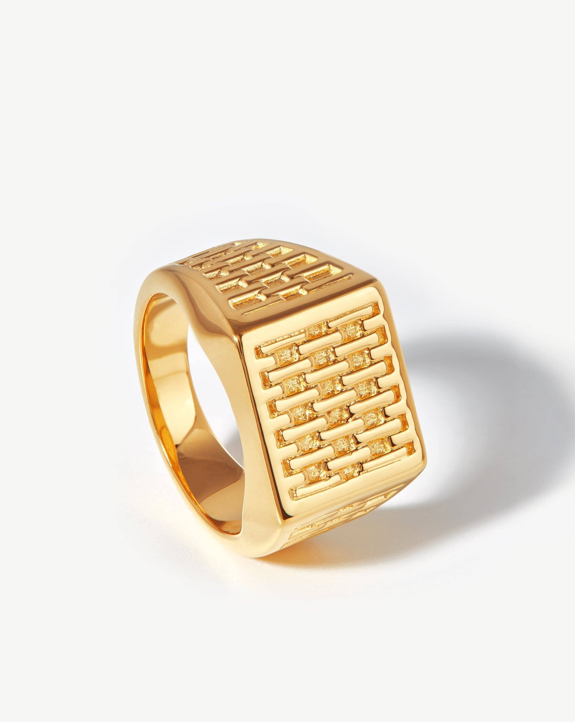 Yellow Gold Men's Square Stylish Solid Signet Ring | Factory Direct Jewelry