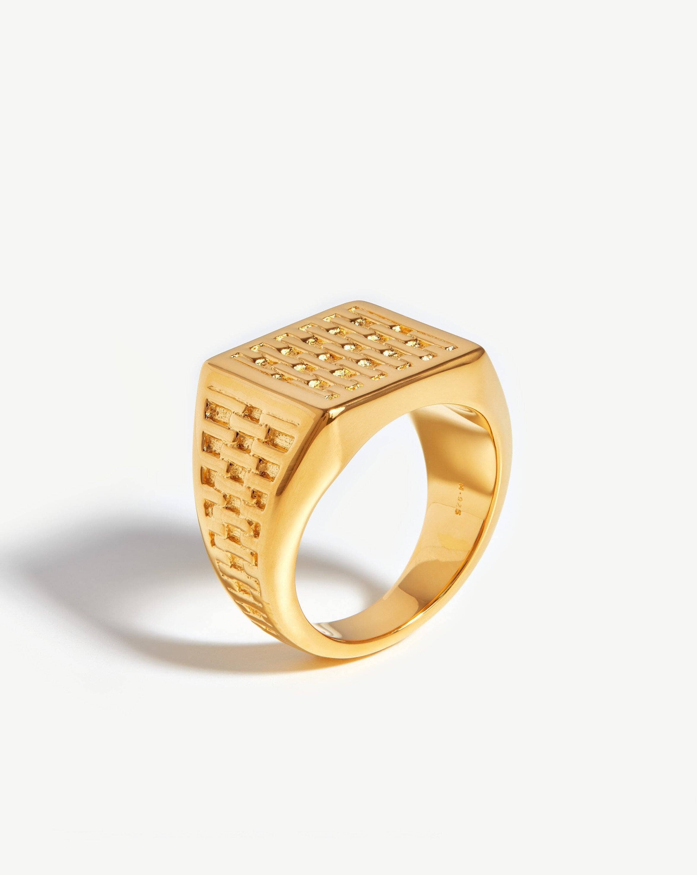 Fused Woven Square Signet Ring | 18ct Gold Plated Vermeil Rings Missoma 