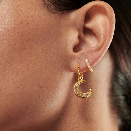 Gemstone Huggies | 18ct Gold Plated Vermeil/Pearl Earrings Missoma 
