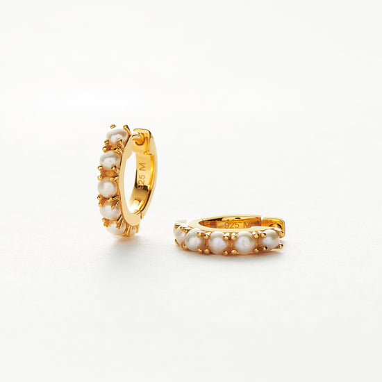 Gemstone Huggies | 18ct Gold Plated Vermeil/Pearl Earrings Missoma 