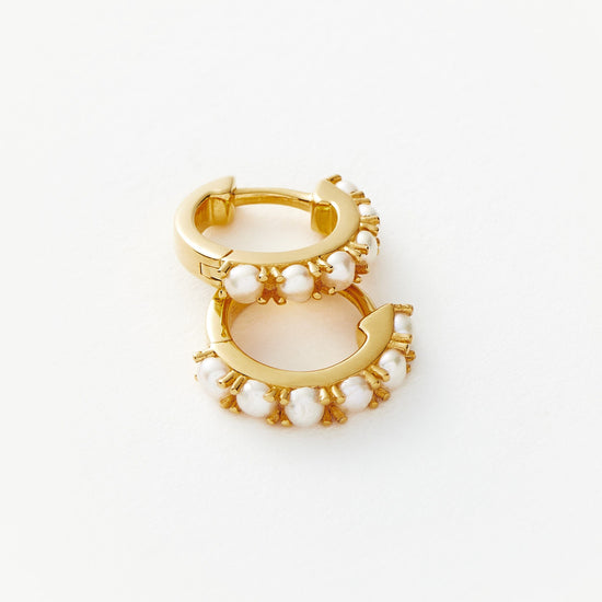 Gemstone Huggies | 18ct Gold Plated Vermeil/Pearl Earrings Missoma 