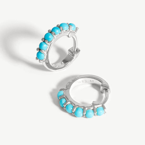 Gemstone Huggies | Sterling Silver/Turquoise Earrings Missoma 