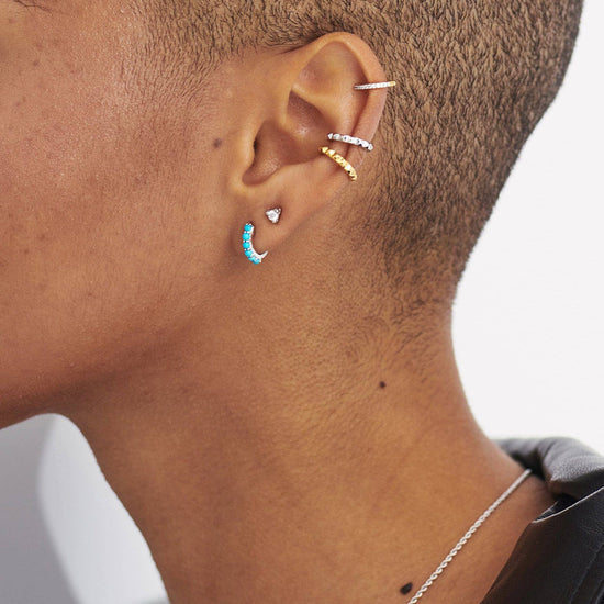 Gemstone Huggies | Sterling Silver/Turquoise Earrings Missoma 