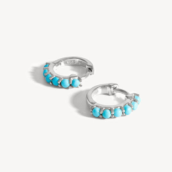 Gemstone Huggies | Sterling Silver/Turquoise Earrings Missoma 