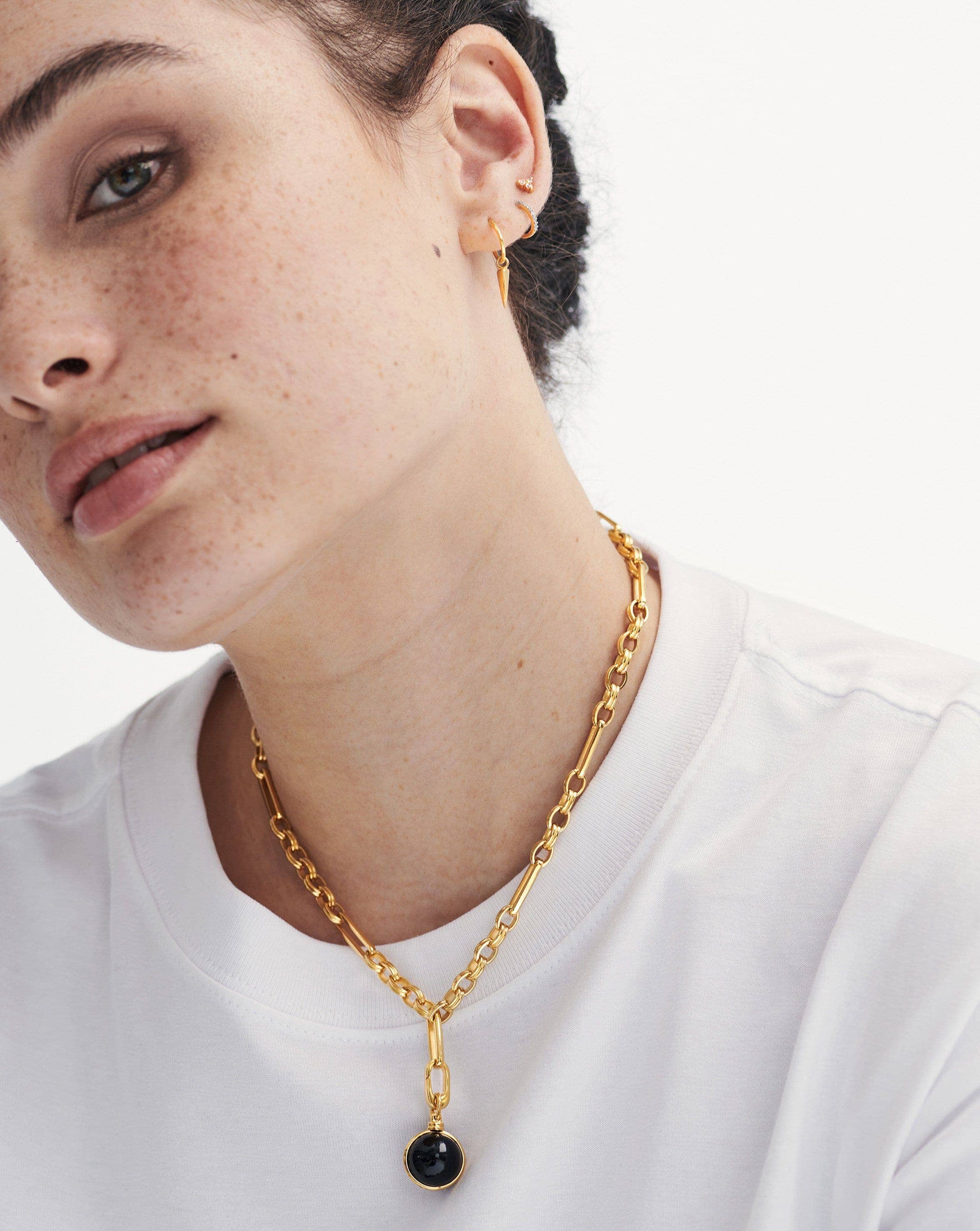 Gemstone Sphere Clip-On Pendant | 18ct Gold Plated, Black Onyx Charms & Pendants Missoma 