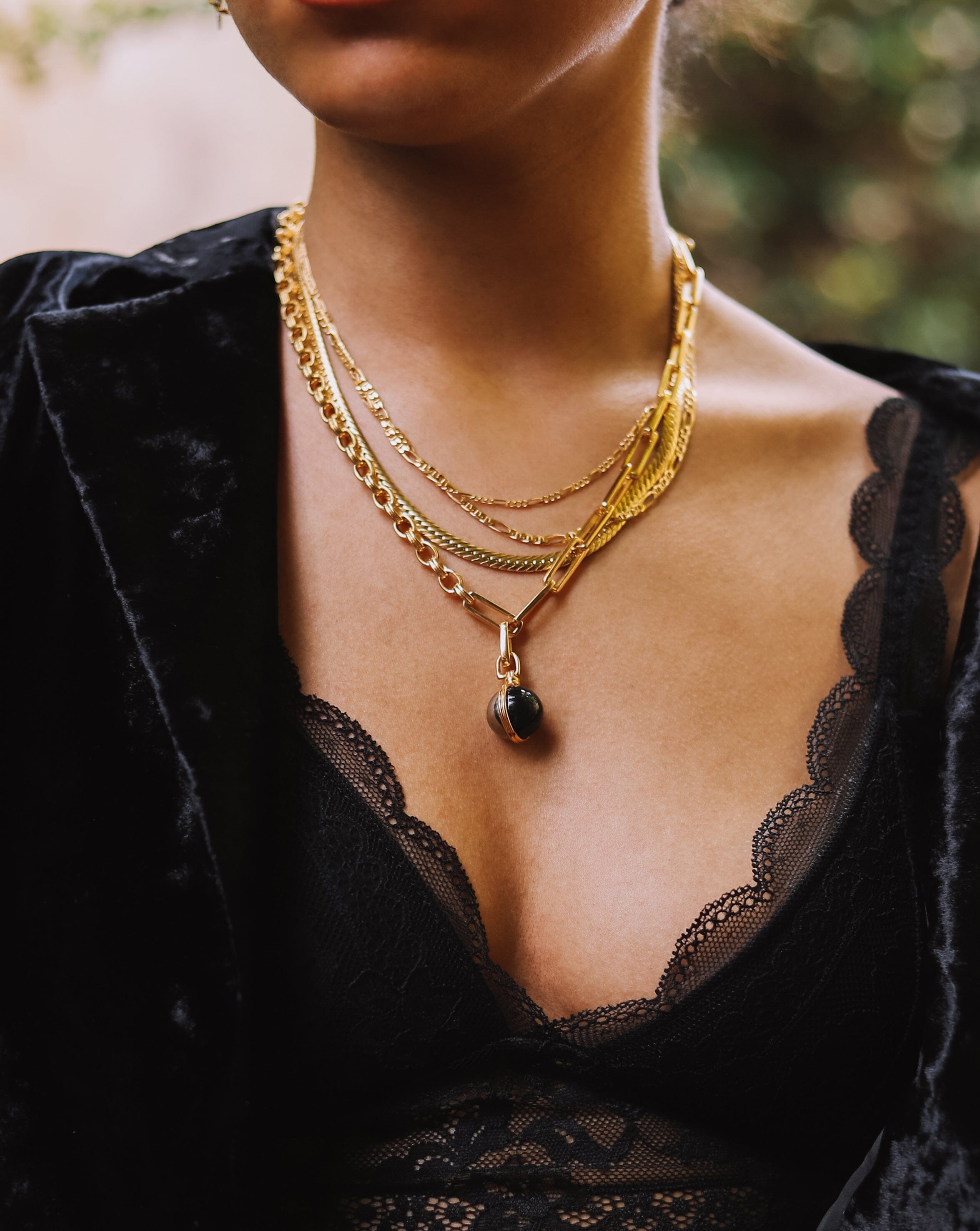 Gemstone Sphere Clip-On Pendant | 18ct Gold Plated, Pyrite & Black Onyx Charms & Pendants Missoma 