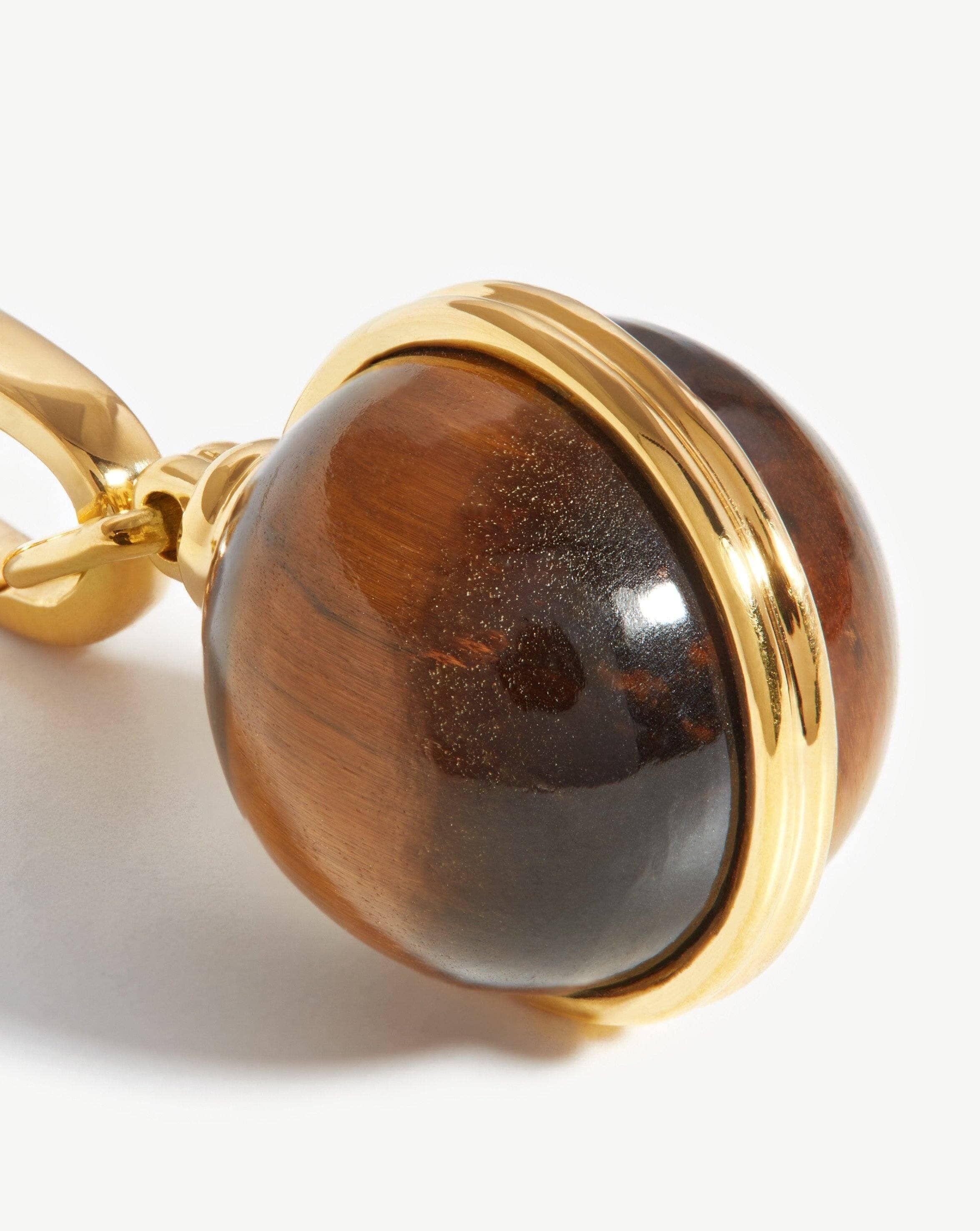Gemstone Sphere Clip-On Pendant | 18ct Gold Plated, Tiger's Eye Charms & Pendants Missoma 
