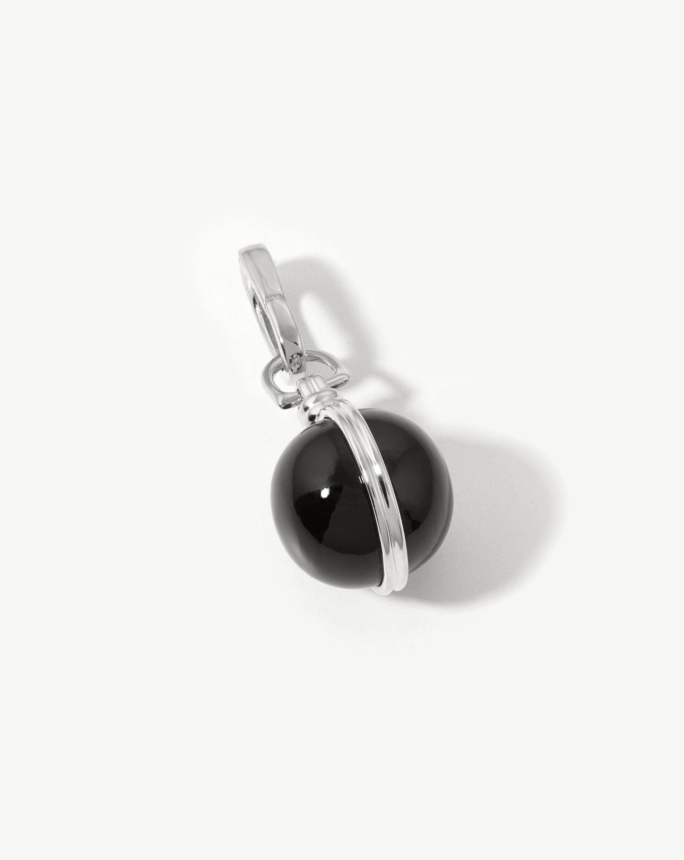 Gemstone Sphere Clip-On Pendant | Silver Plated, Black Onyx Charms & Pendants Missoma 