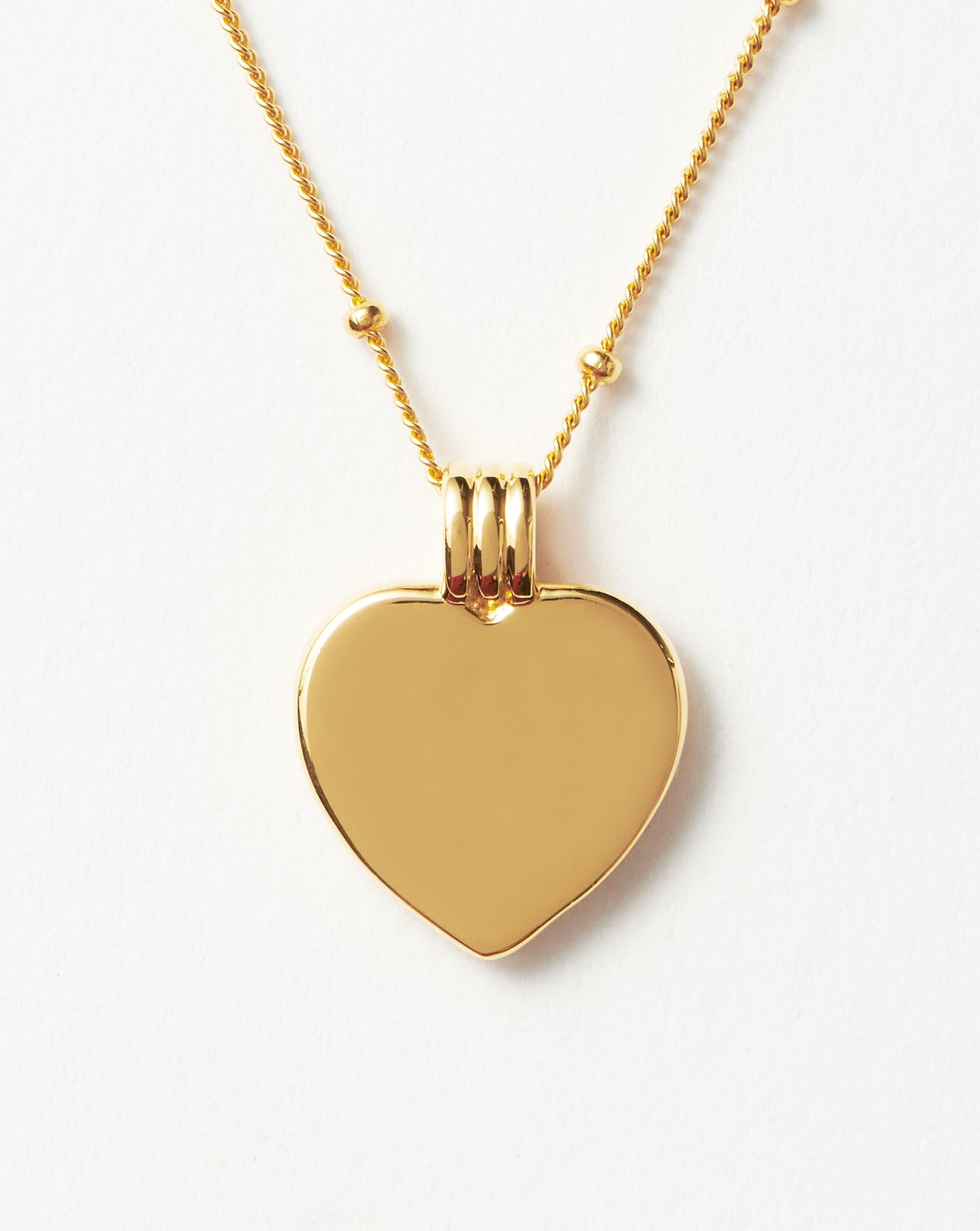 Good Vibes Engravable Enamel Heart Pendant Necklace | 18ct Gold Plated Vermeil/Aqua Necklaces Missoma 