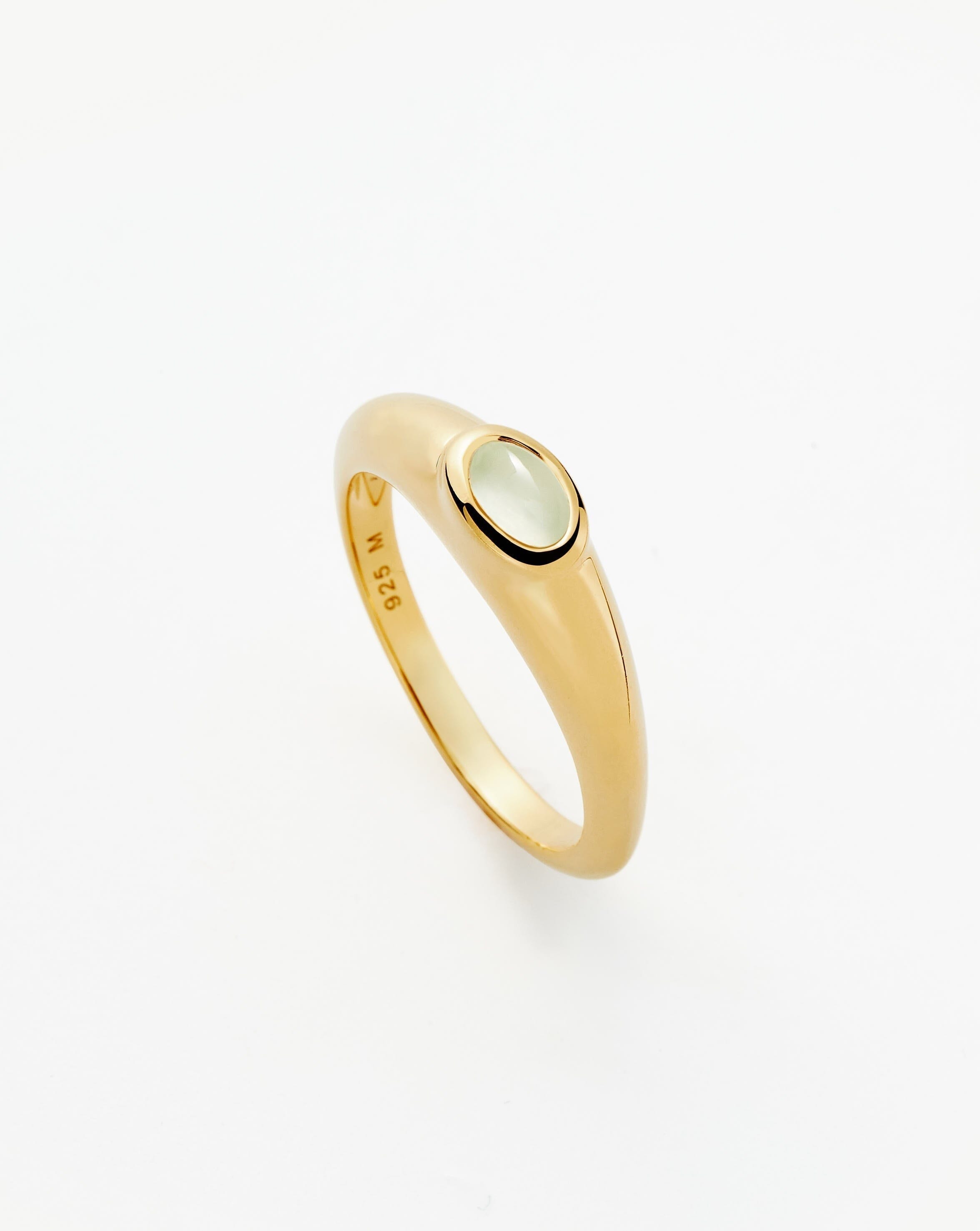 Good Vibes Gemstone Stacking Ring | 18ct Gold Plated Vermeil/Rainbow Moonstone Rings Missoma 