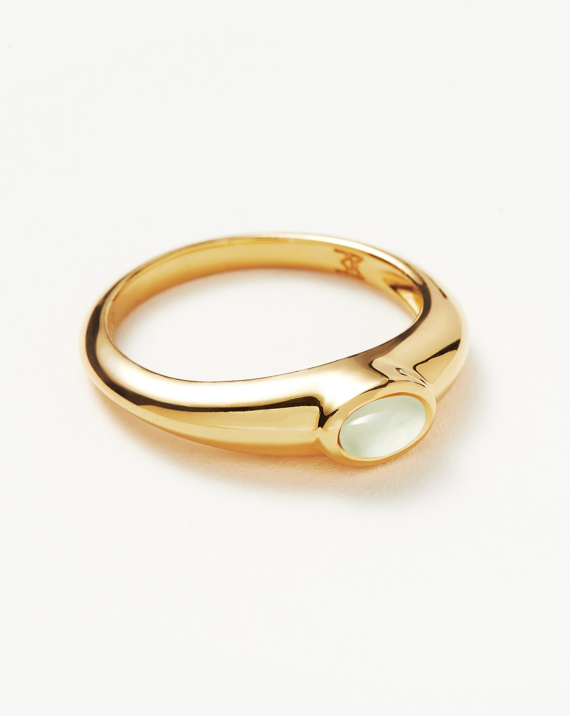 Good Vibes Gemstone Stacking Ring | 18ct Gold Plated Vermeil/Rainbow Moonstone Rings Missoma 