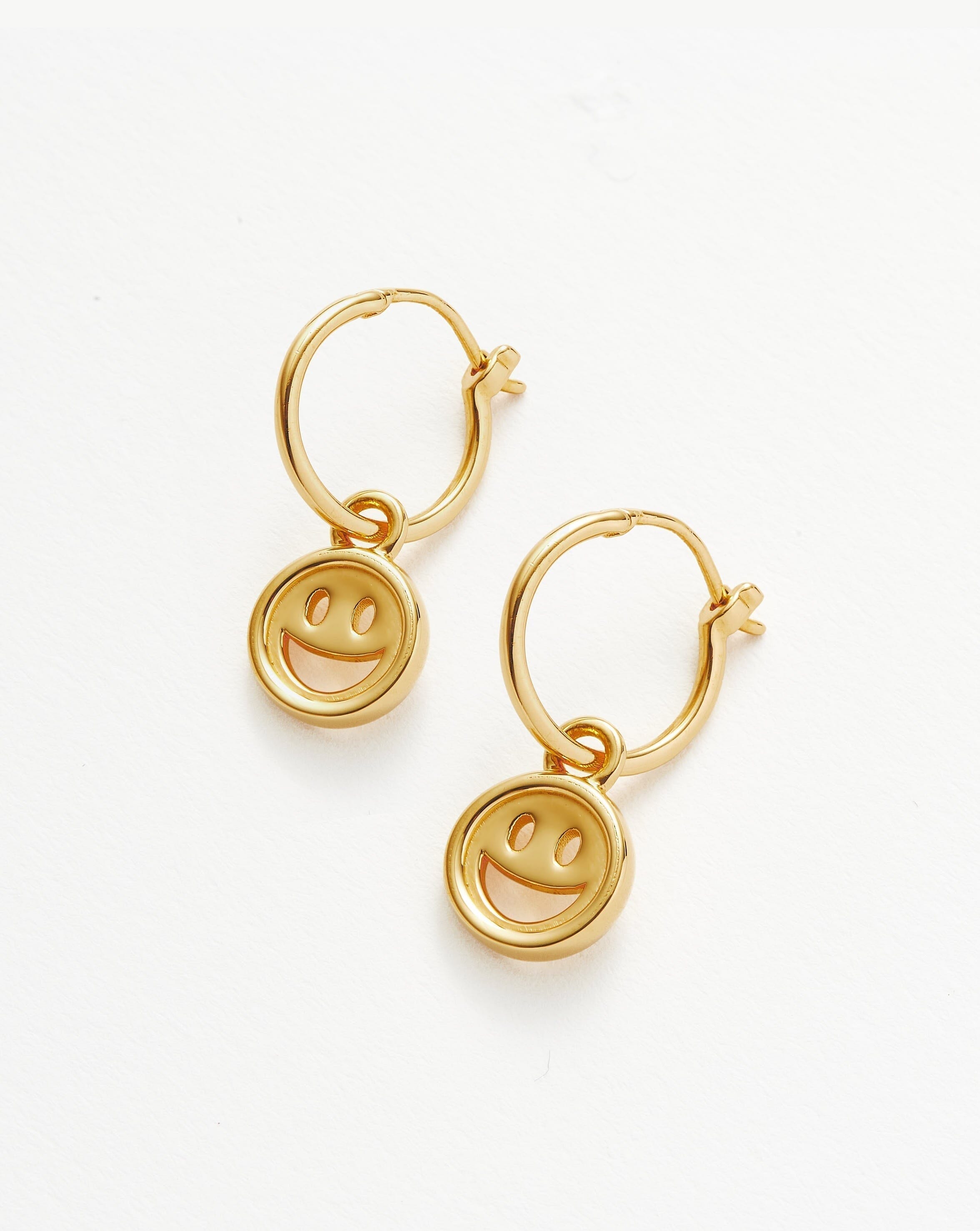 Good Vibes Happy Face Mini Charm Hoop Earrings Earrings Missoma 