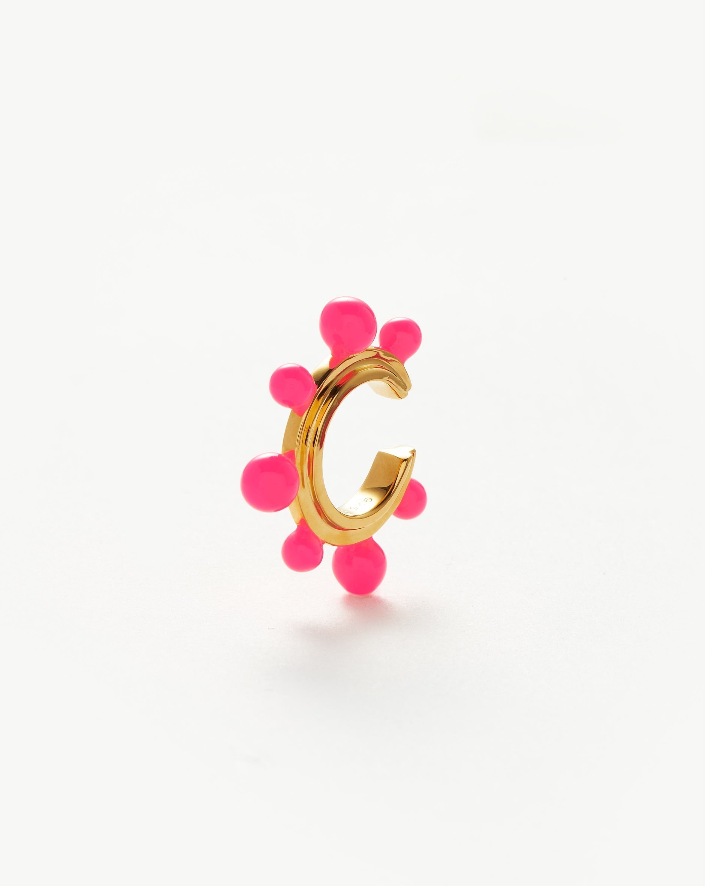 Good Vibes Neon Enamel Sphere Ear Cuff | 18ct Gold Plated/Hot Pink Earrings Missoma 