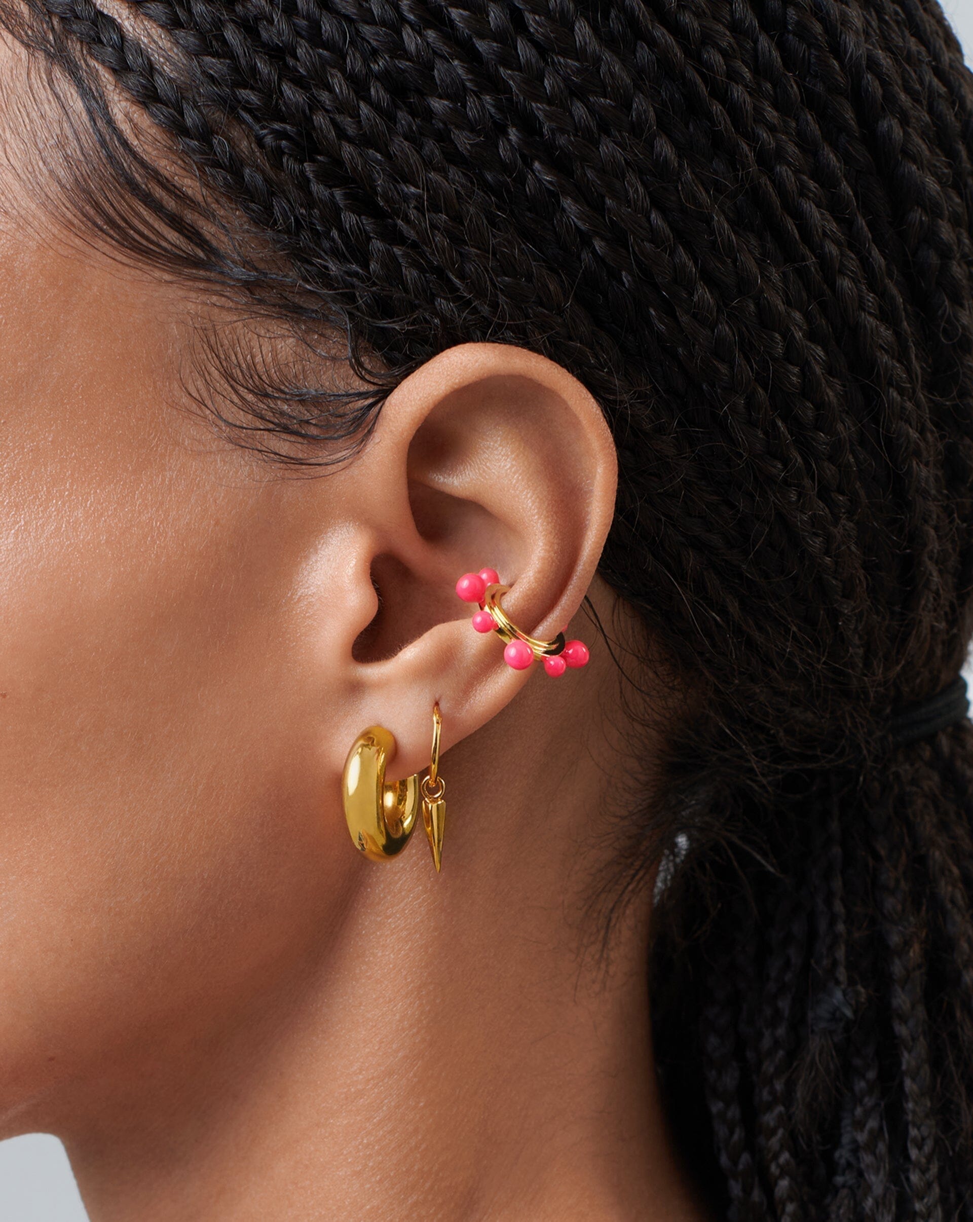 Good Vibes Neon Enamel Sphere Ear Cuff | 18ct Gold Plated/Hot Pink Earrings Missoma 
