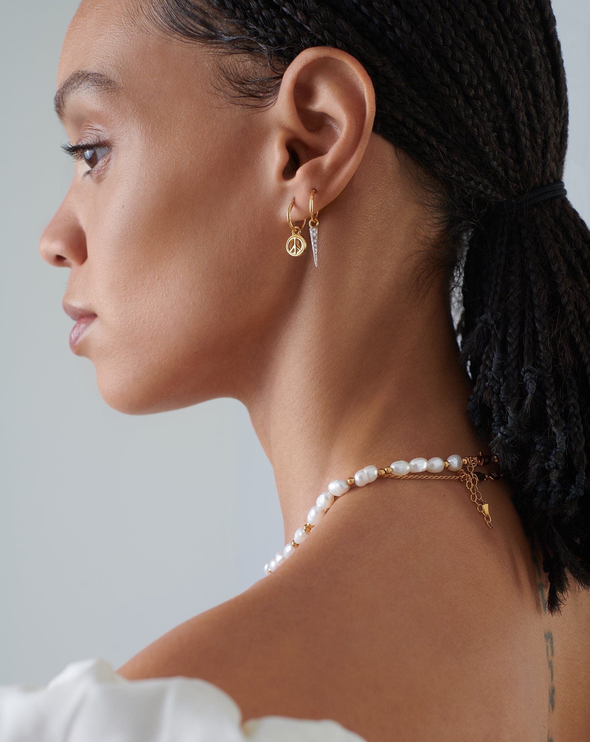 Good Vibes Peace Out Mini Charm Hoop Earrings Earrings Missoma 