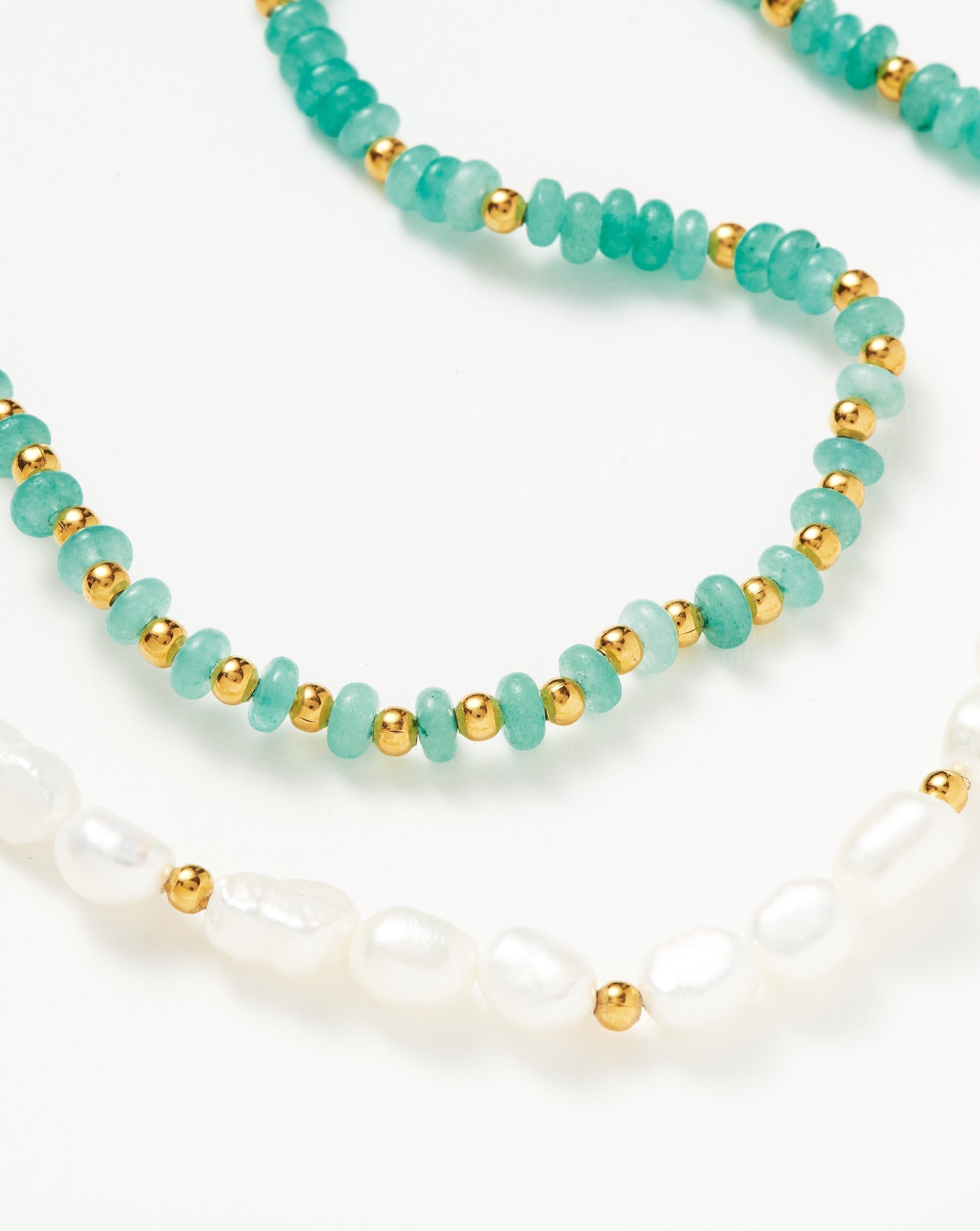 Good Vibes Pearl Beaded Medium Necklace | 18ct Gold Plated/Pearl & Turquoise Quartzite Necklaces Missoma 