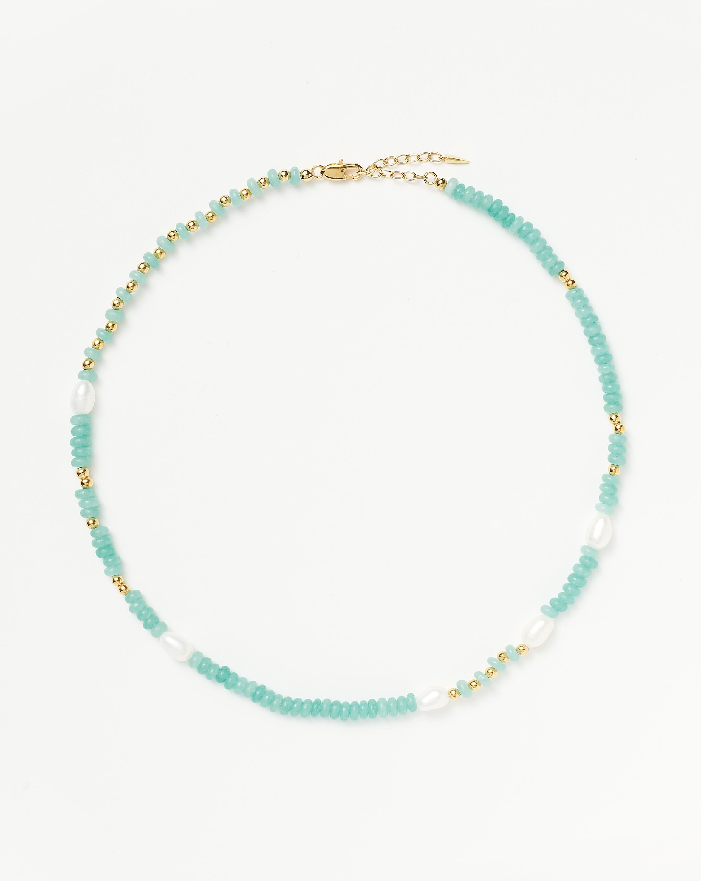 Good Vibes Satellite Pearl Beaded Choker | 18ct Gold Plated/Pearl & Turquoise Quartzite Necklaces Missoma 