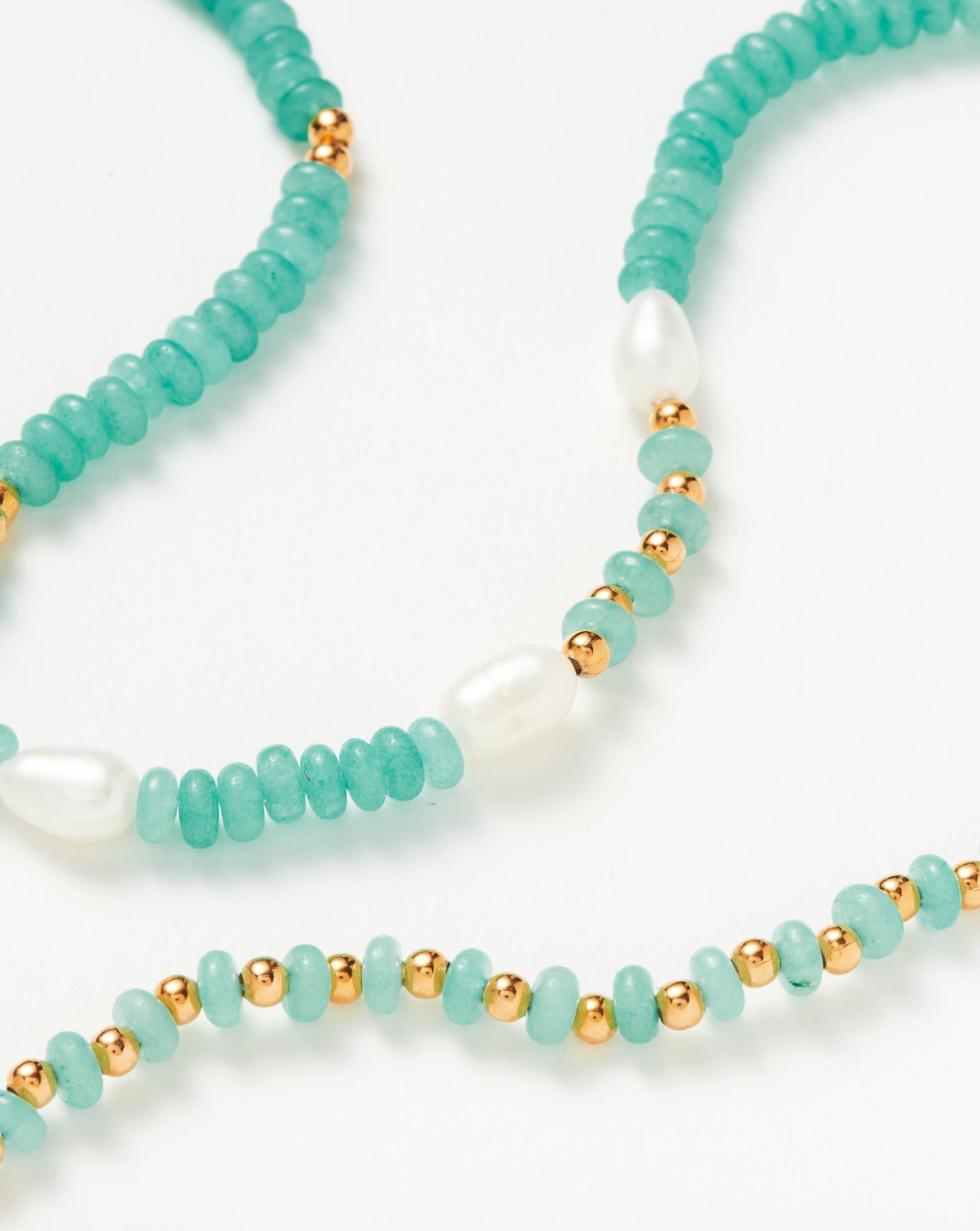 Good Vibes Satellite Pearl Beaded Choker | 18ct Gold Plated/Pearl & Turquoise Quartzite Necklaces Missoma 
