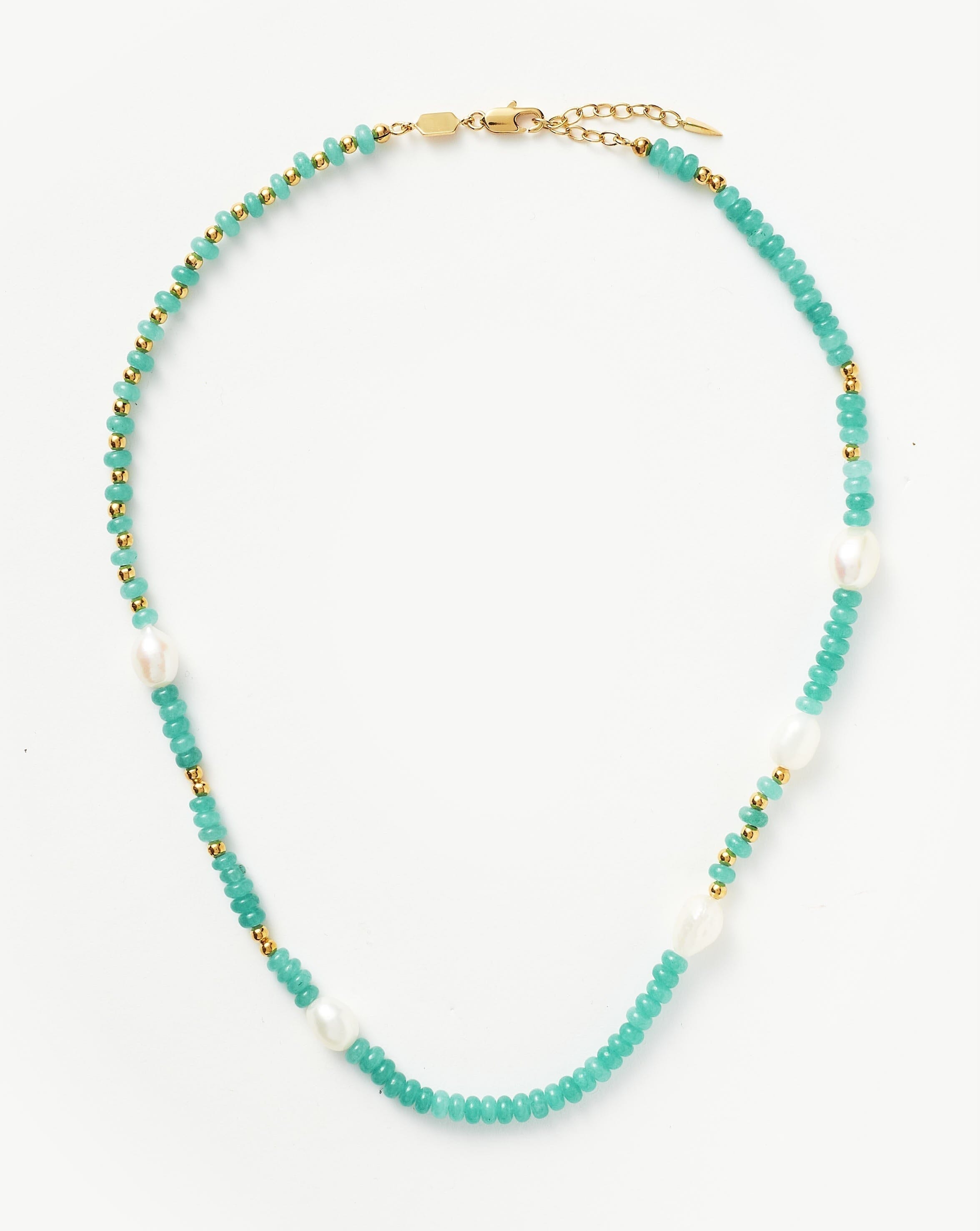 Good Vibes Satellite Pearl Beaded Short Necklace | 18ct Gold Plated/Pearl & Turquoise Quartzite Necklaces Missoma 