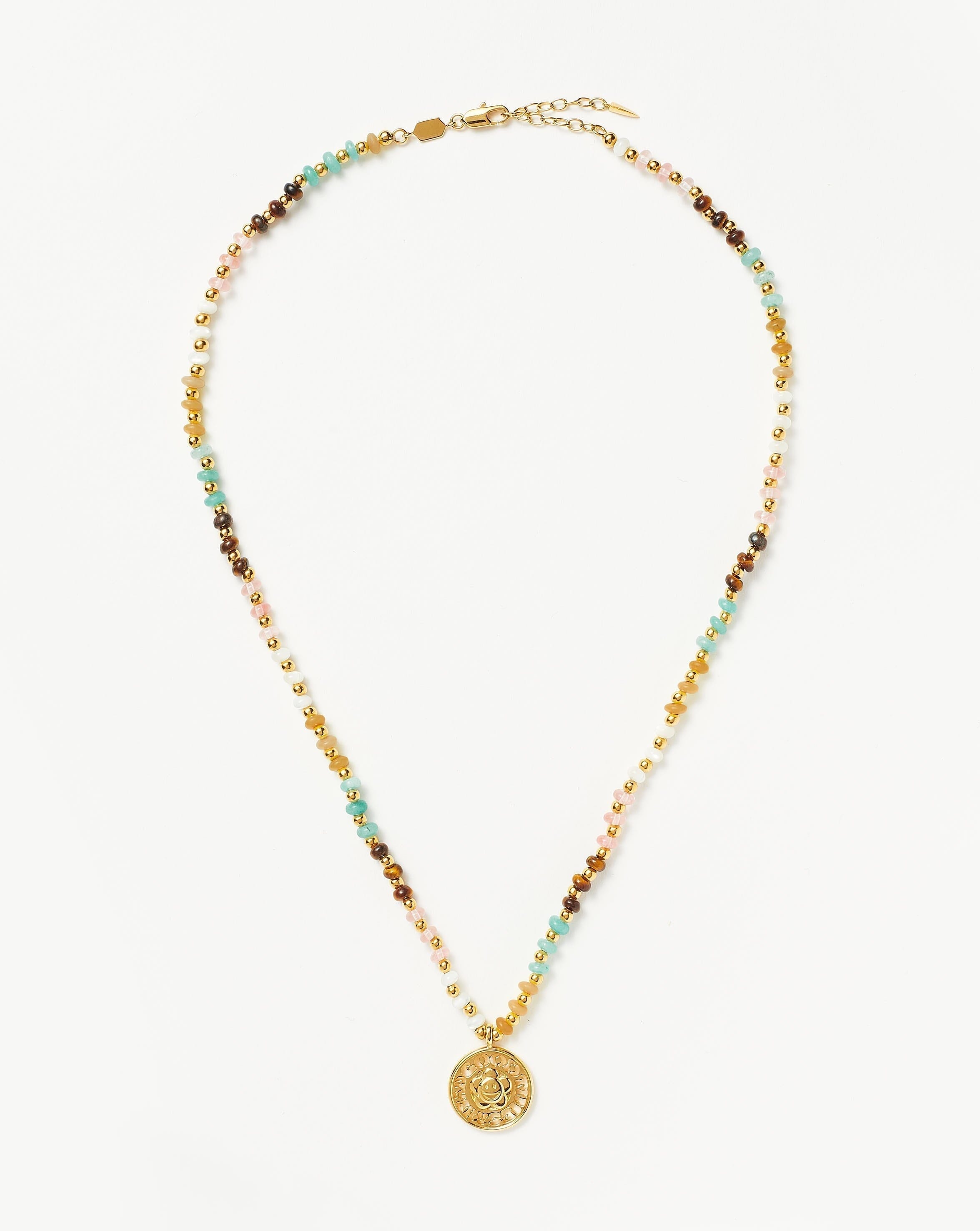 Good Vibes Sunshine Medallion Beaded Necklace | 18ct Gold Plated, Multi Necklaces Missoma 