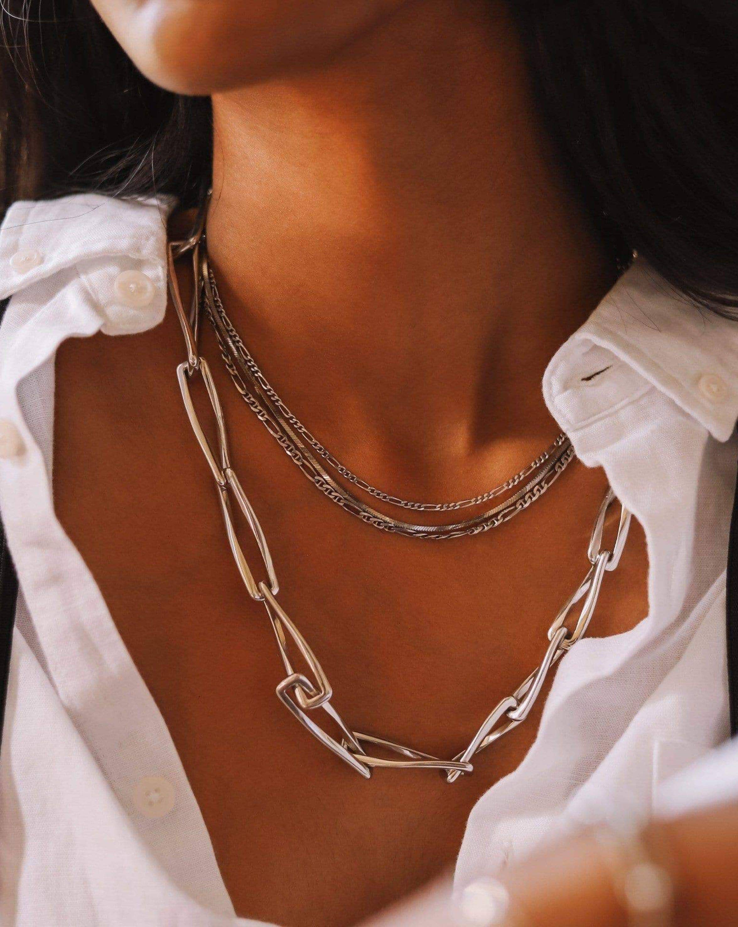 Graduated Chunky Twisted Link Necklace | Silver Plated Necklaces Missoma 