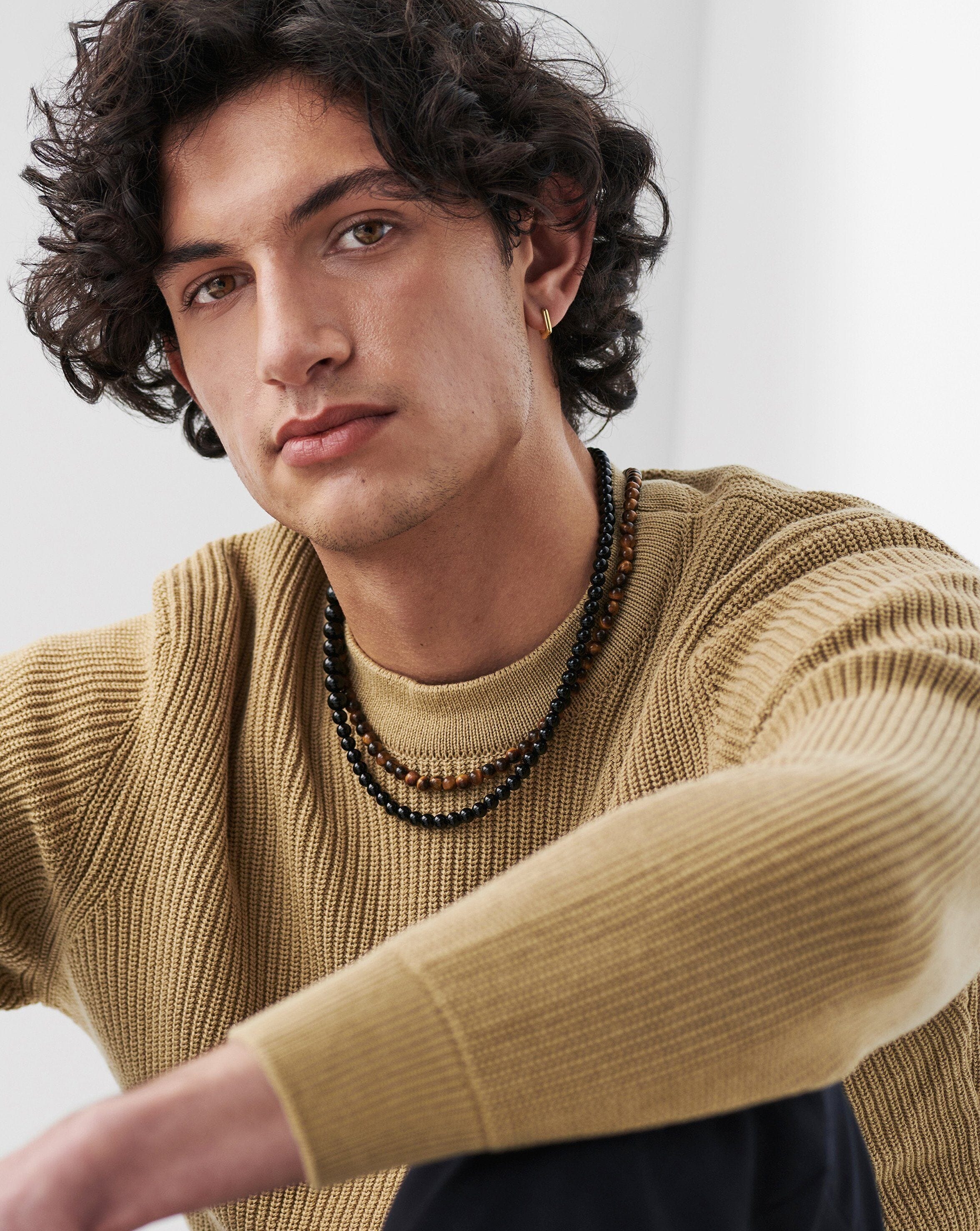 Graduated Sphere T-Bar Necklace | 18ct Gold Plated/Black Onyx Necklaces Missoma 
