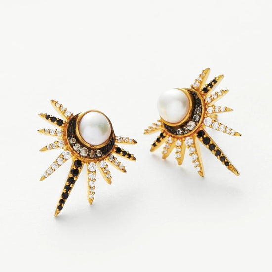 Harris Reed Celestial Pearl Stud Earrings | 18ct Gold Plated Vermeil/Pearl Earrings Missoma 