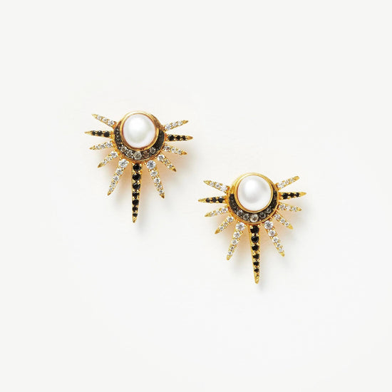 Harris Reed Celestial Pearl Stud Earrings | 18ct Gold Plated Vermeil/Pearl Earrings Missoma 
