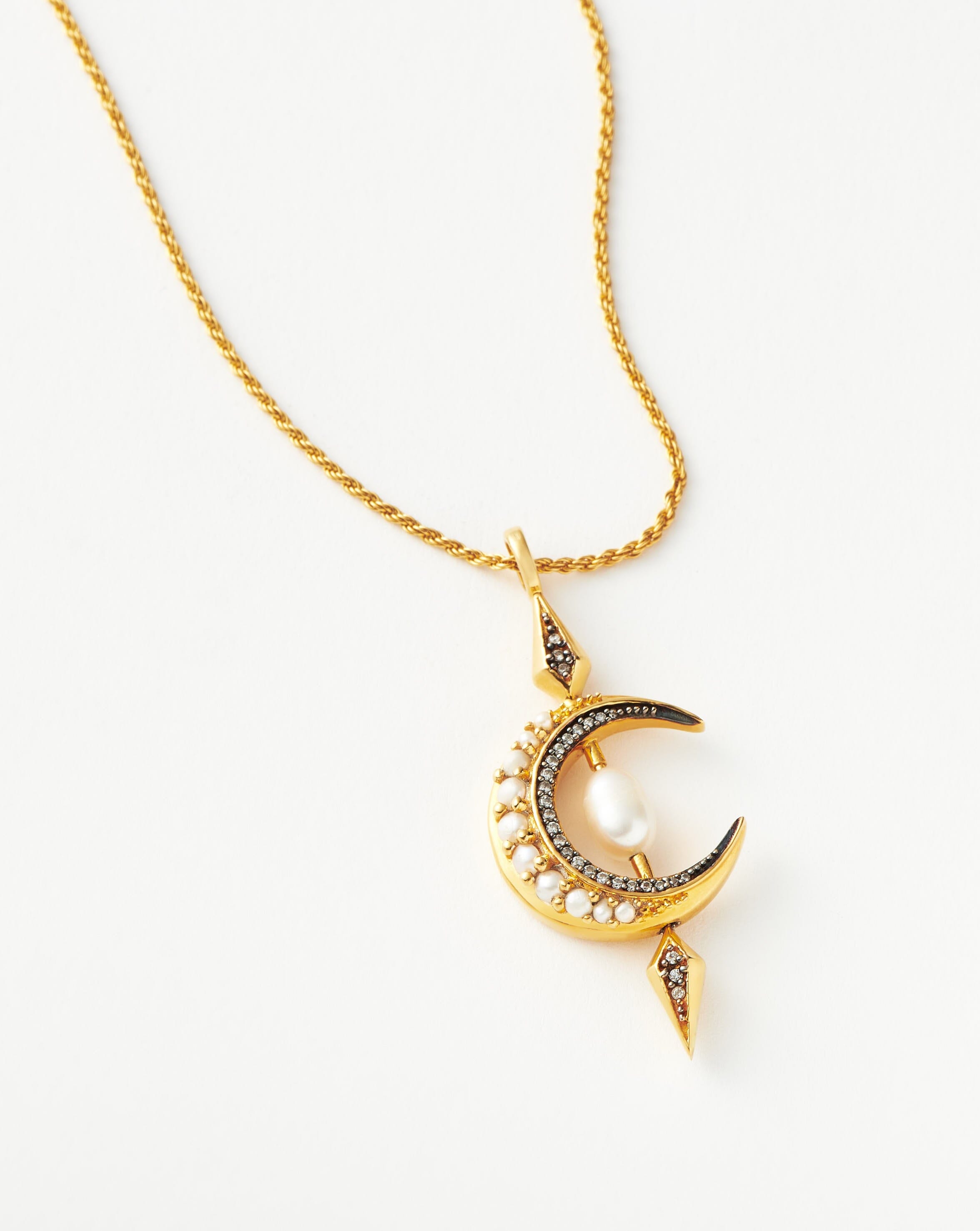 Harris Reed Crescent Moon Pearl Necklace | 18ct Gold Plated Vermeil/Pearl Necklaces Missoma 