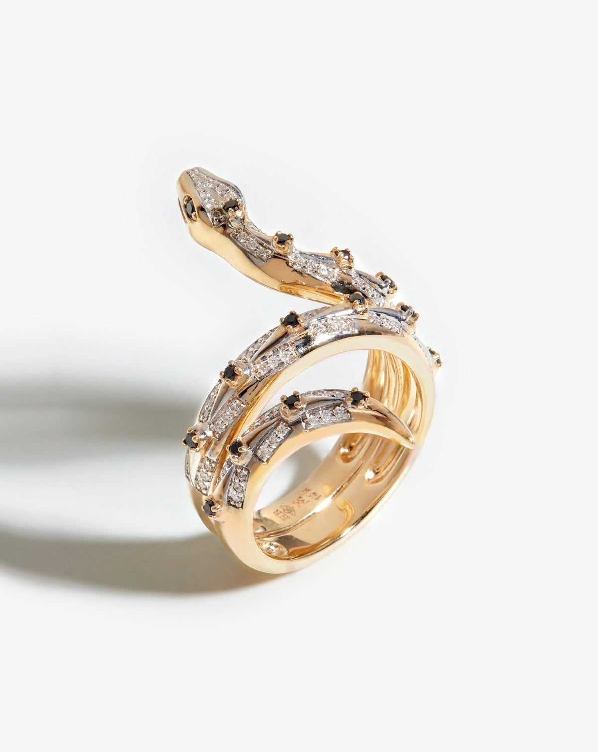 Harris Reed Solid Coiled Serpent Ring 14ct Solid Gold Diamond